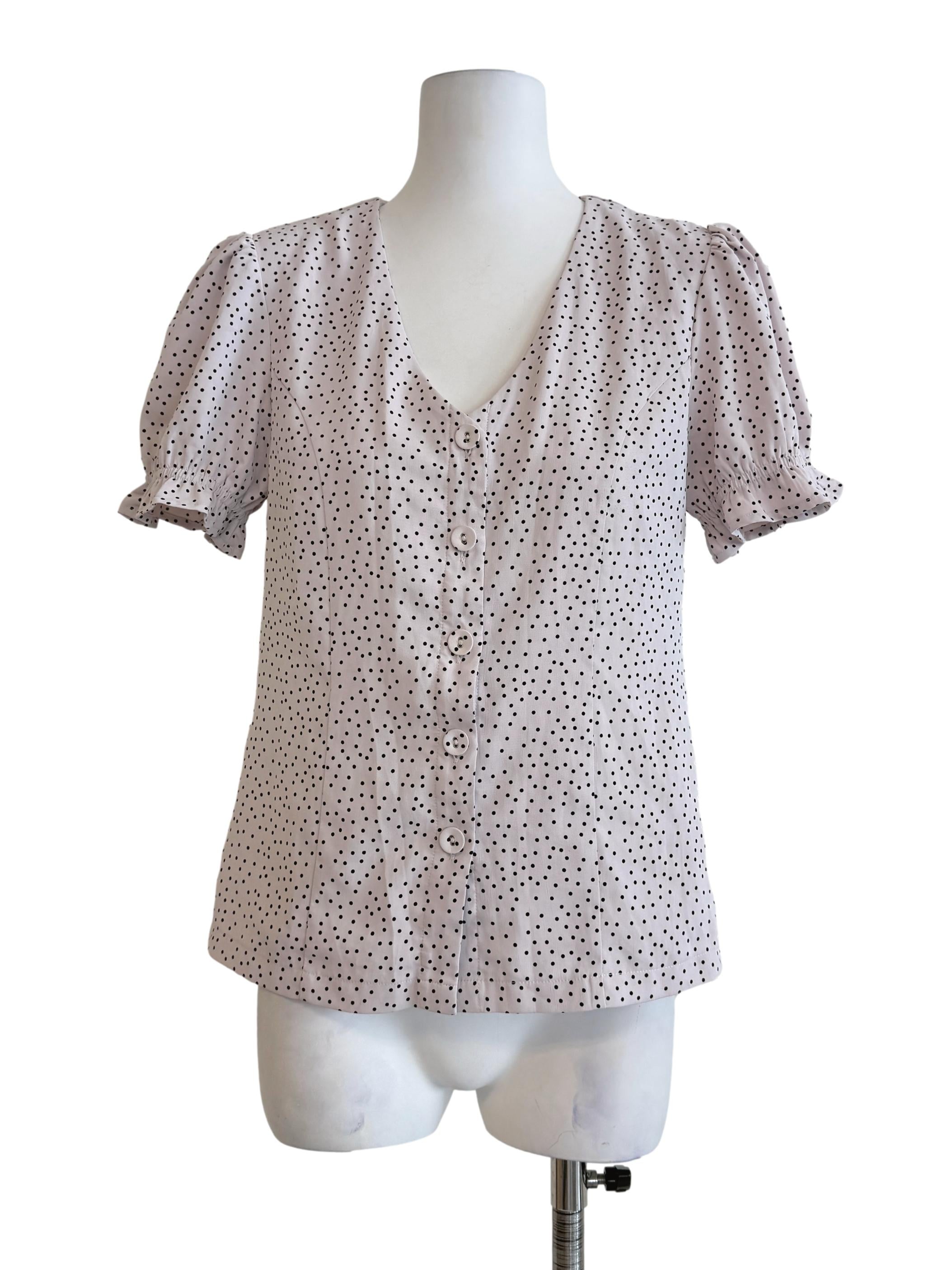 Periwinkle Purple Polkadot Top TWL