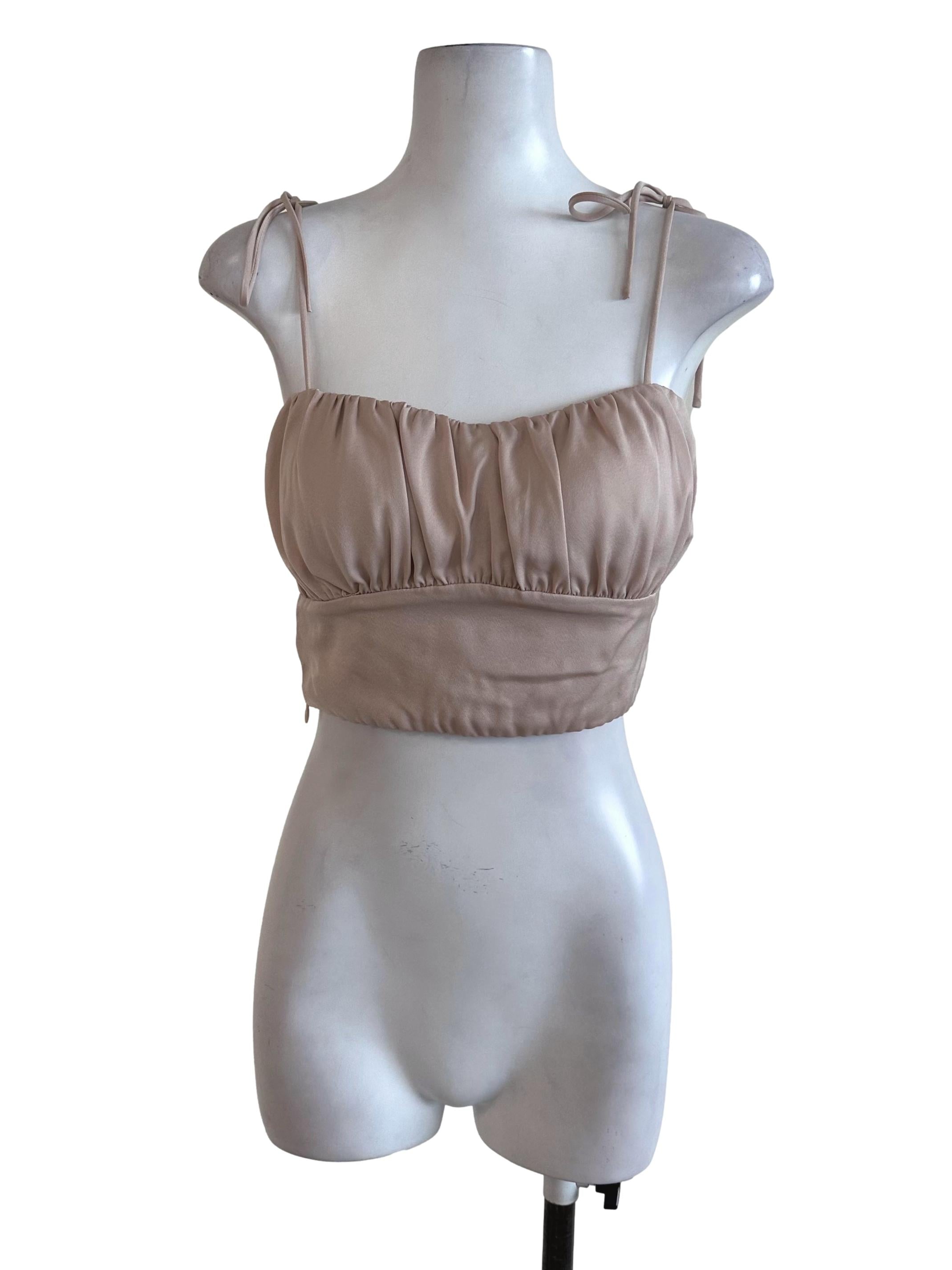 Carrislabelle Soft Beige Sleeveless Crop Top | REFASH