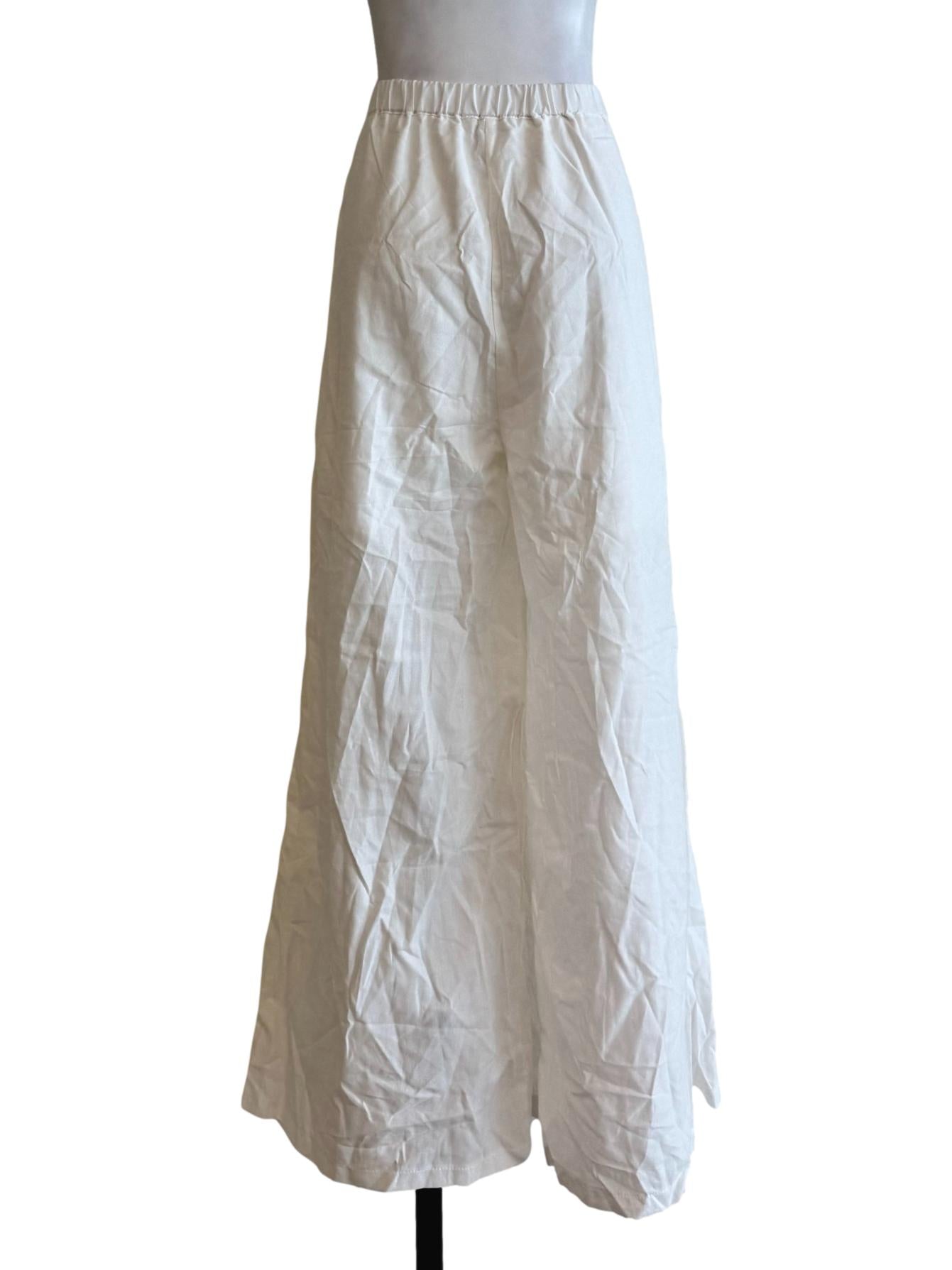 Cotton White Wide Leg Pants