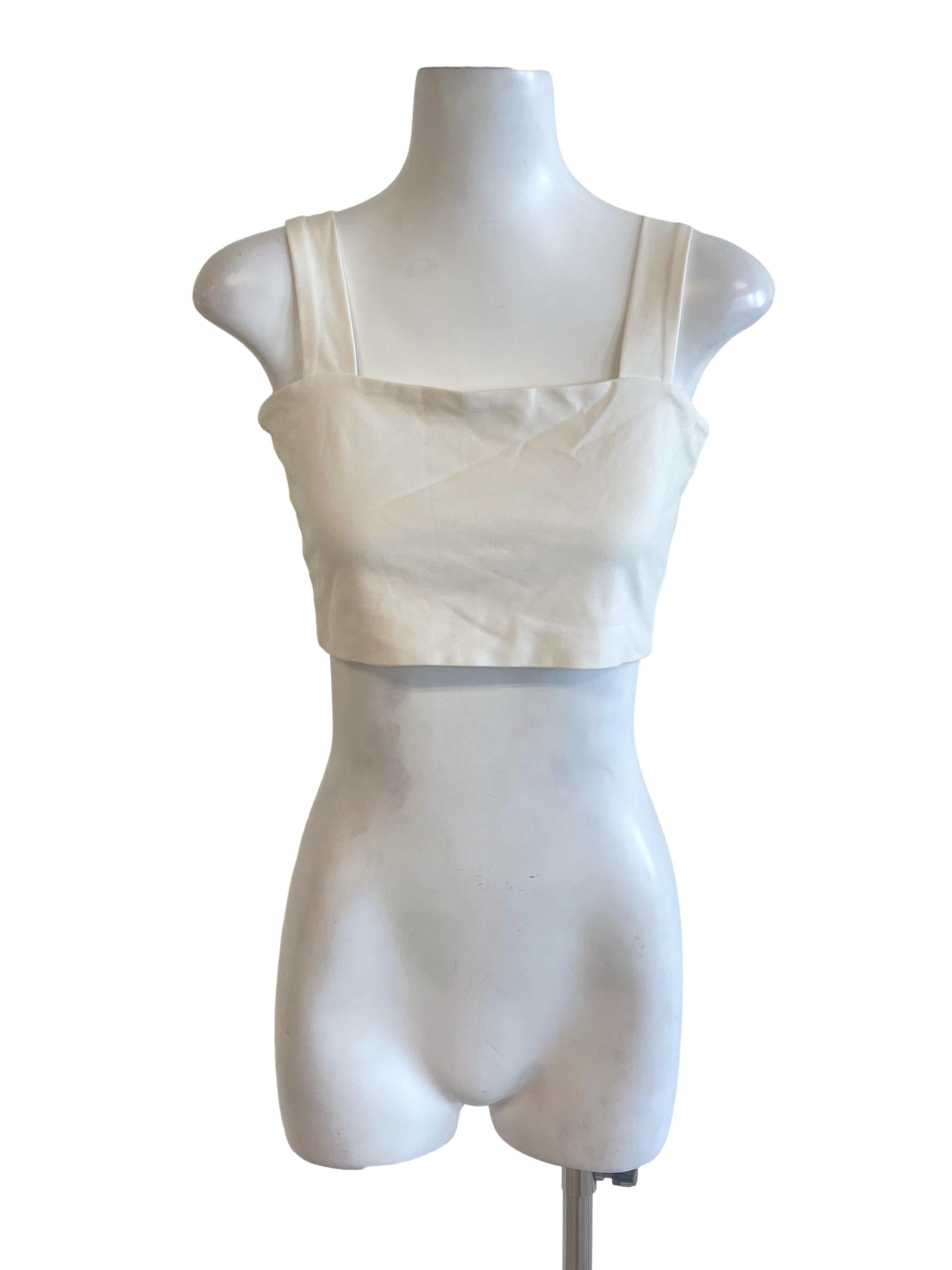 White Square Neck Sleeveless Crop Top