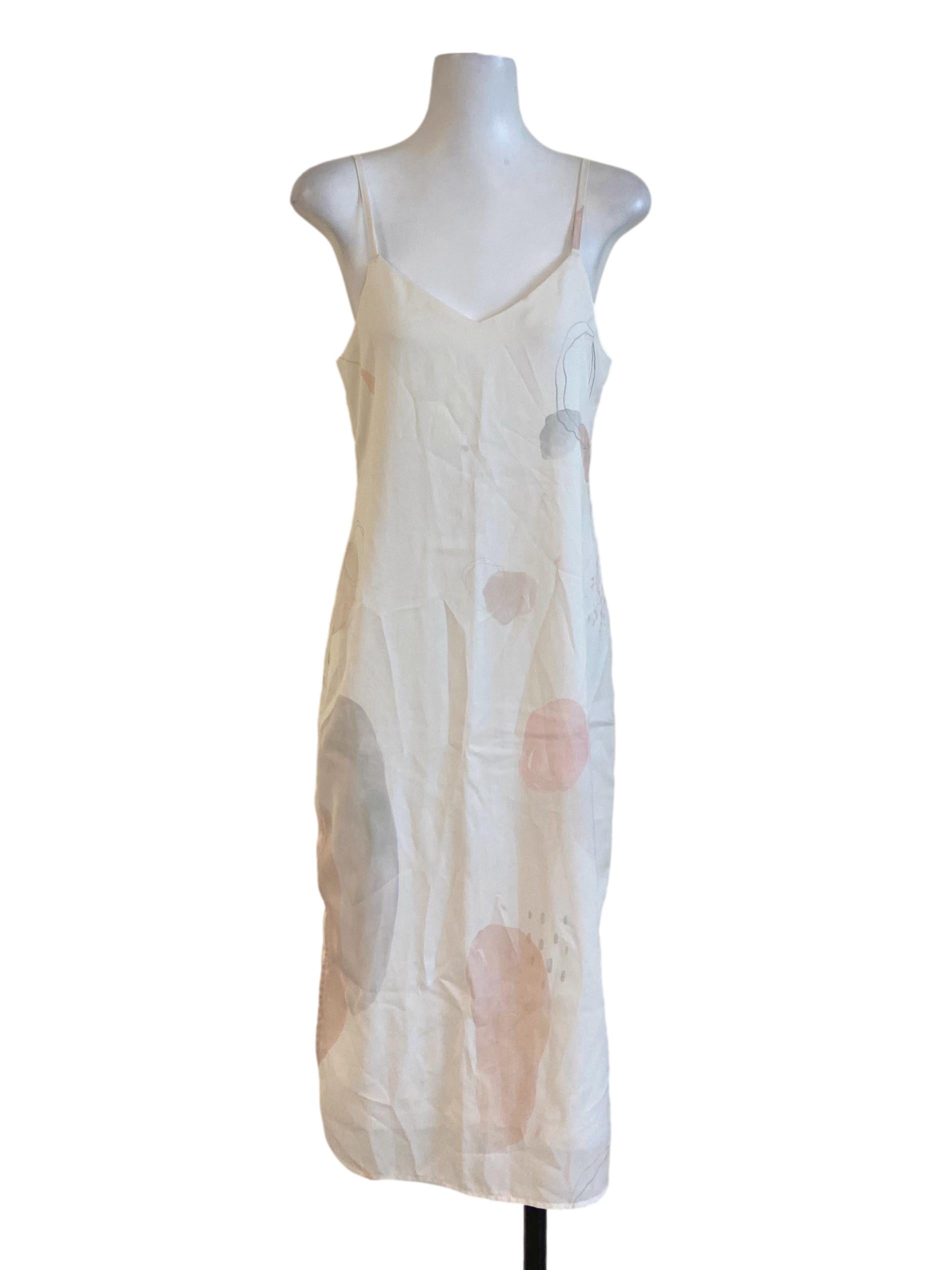 White Sleeveless Slit Slip Dress