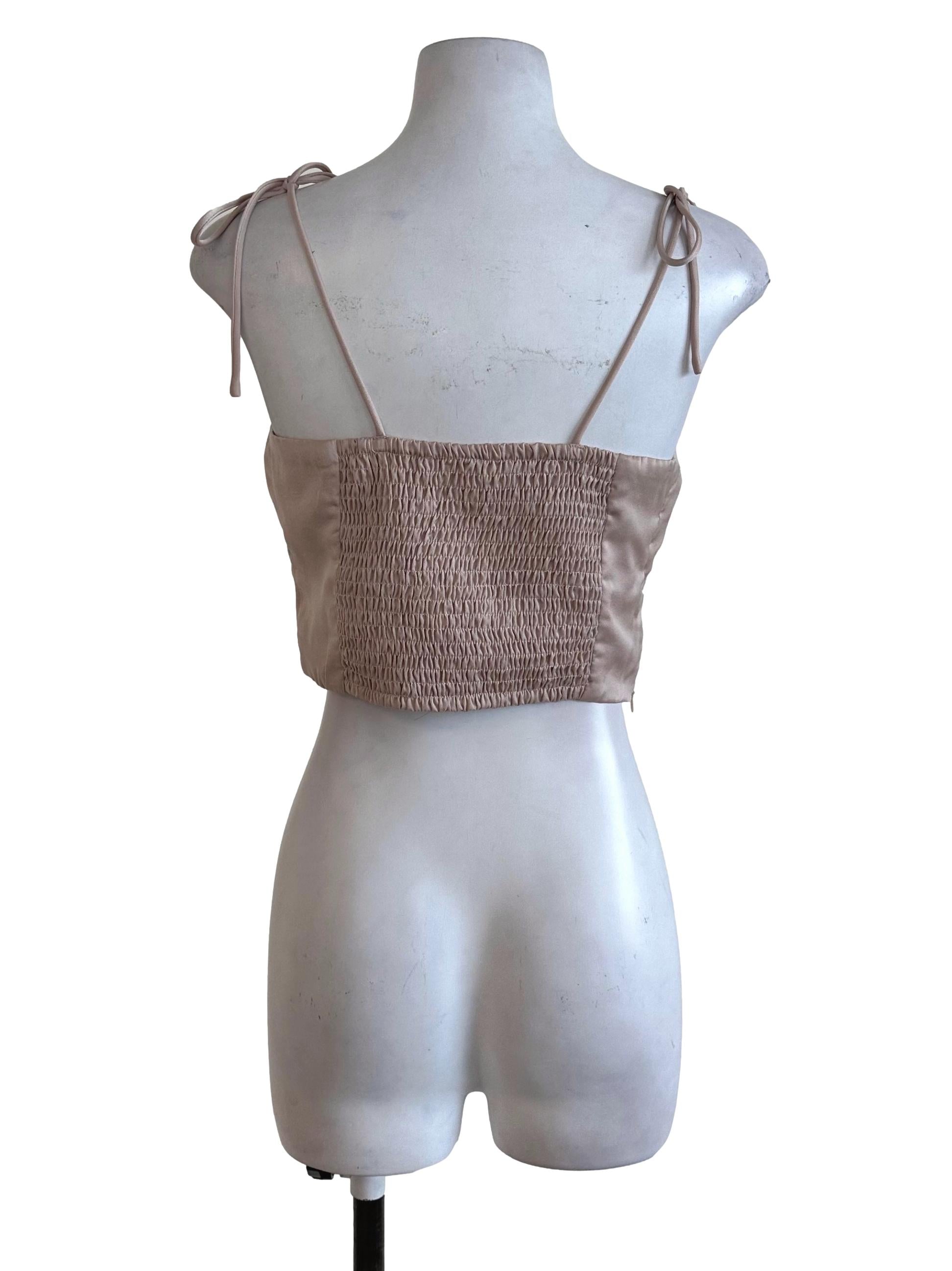 Carrislabelle Soft Beige Sleeveless Crop Top | REFASH