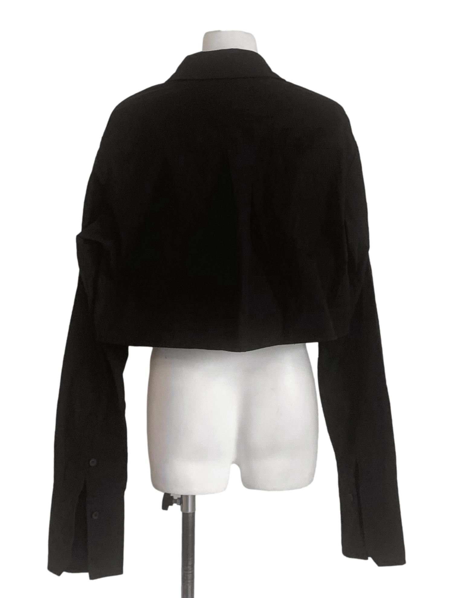 Midnight Black Collared Crop Top