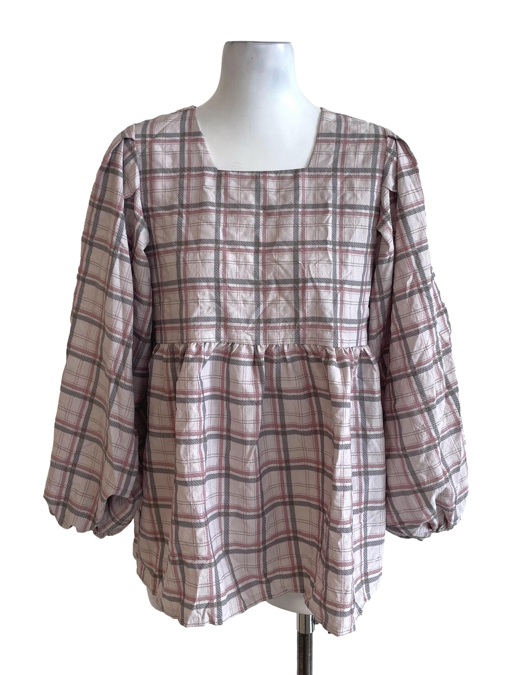 Off Pink Plaid Dress