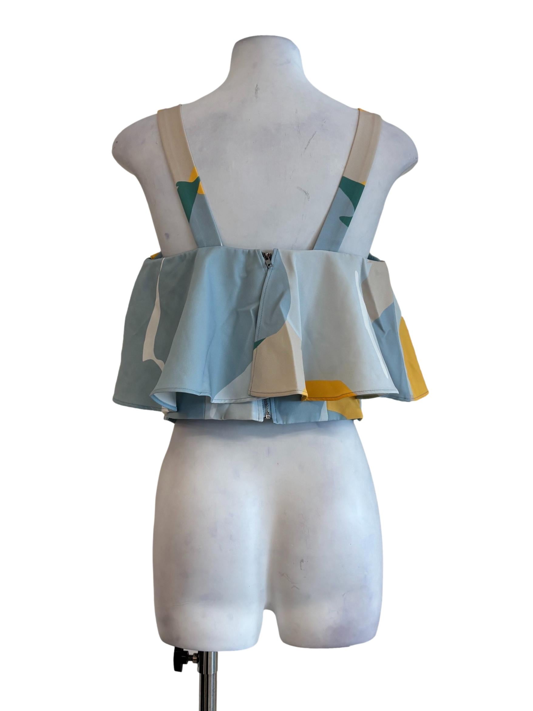 Baby Blue Patterned Drape Top