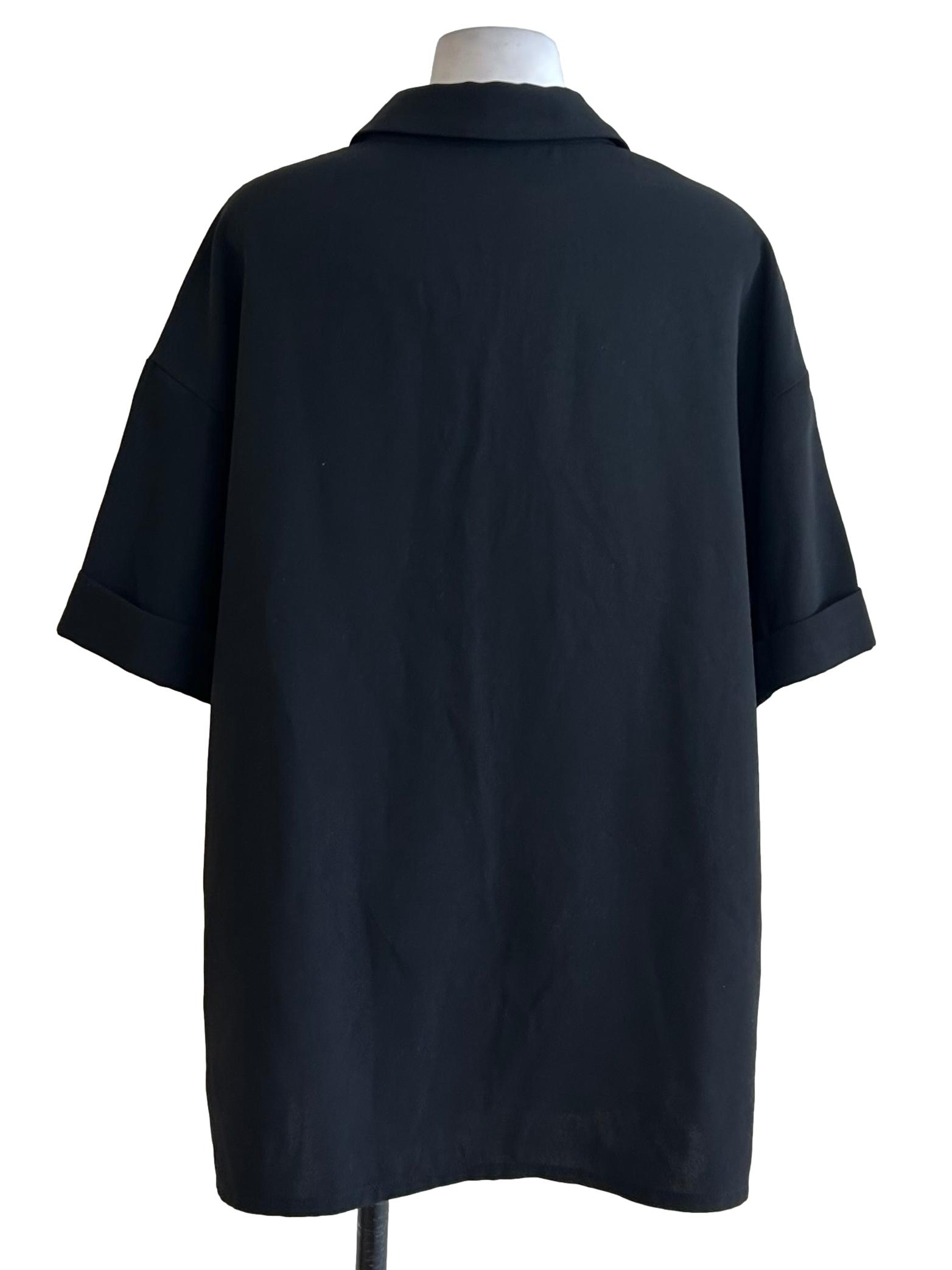 Black Short Sleeve Button Down Shirt