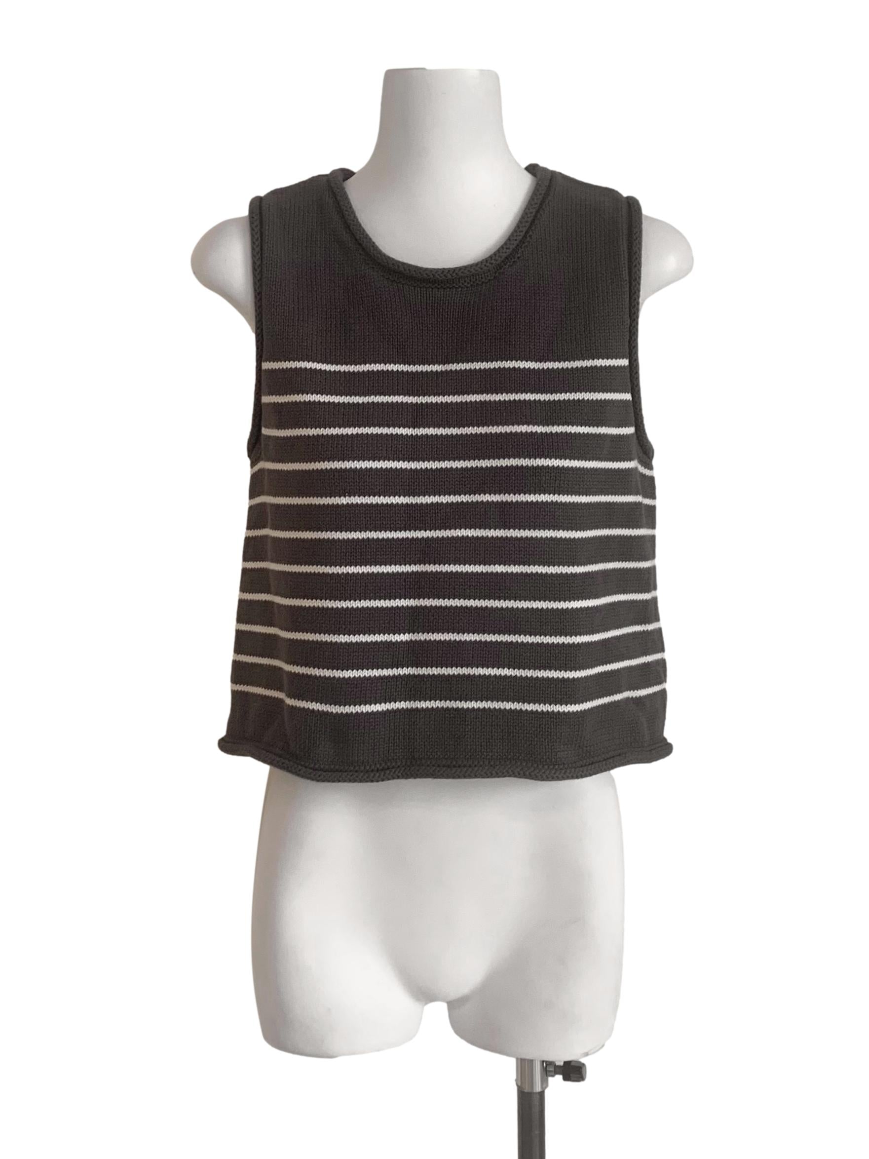 Ash Grey Knitted Stripe Top TCL