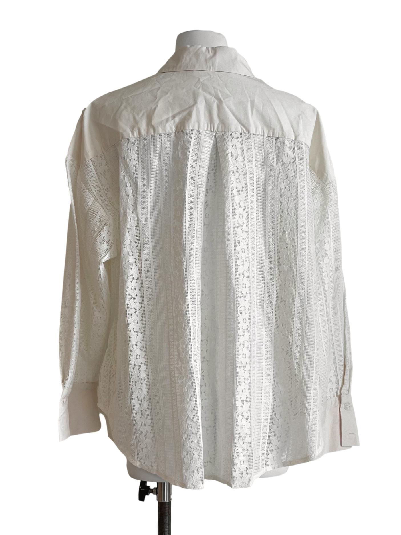 Cream White See-Through Buttoned Shirt LB