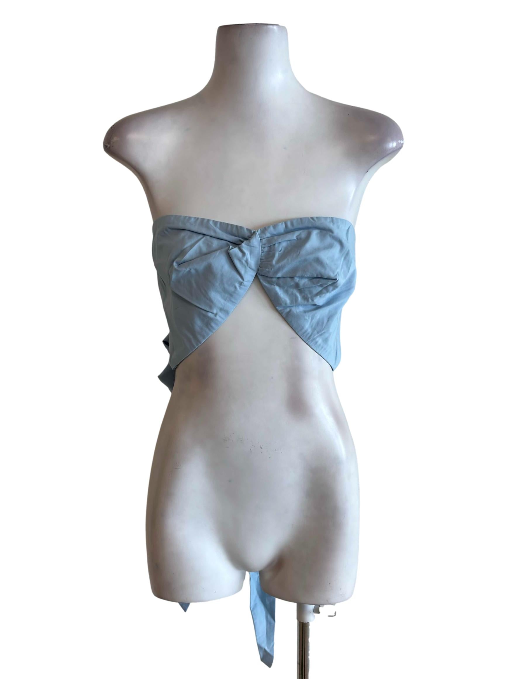 Sky Blue Cotton Silk Twist Top