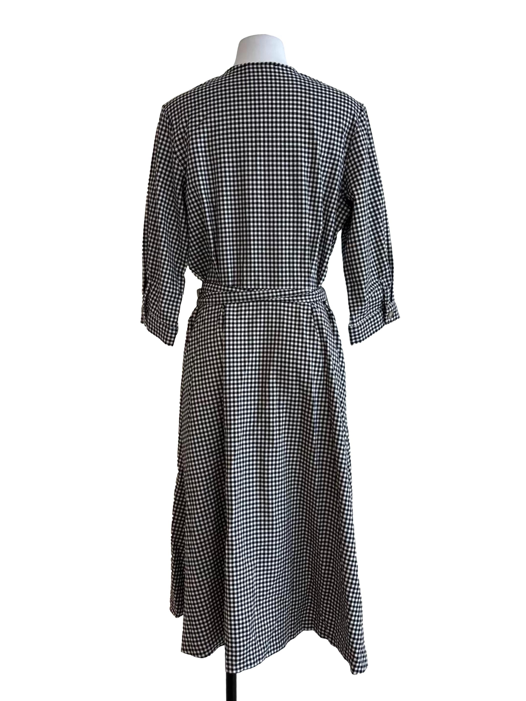 Black And White Checkered Buttoned Dress