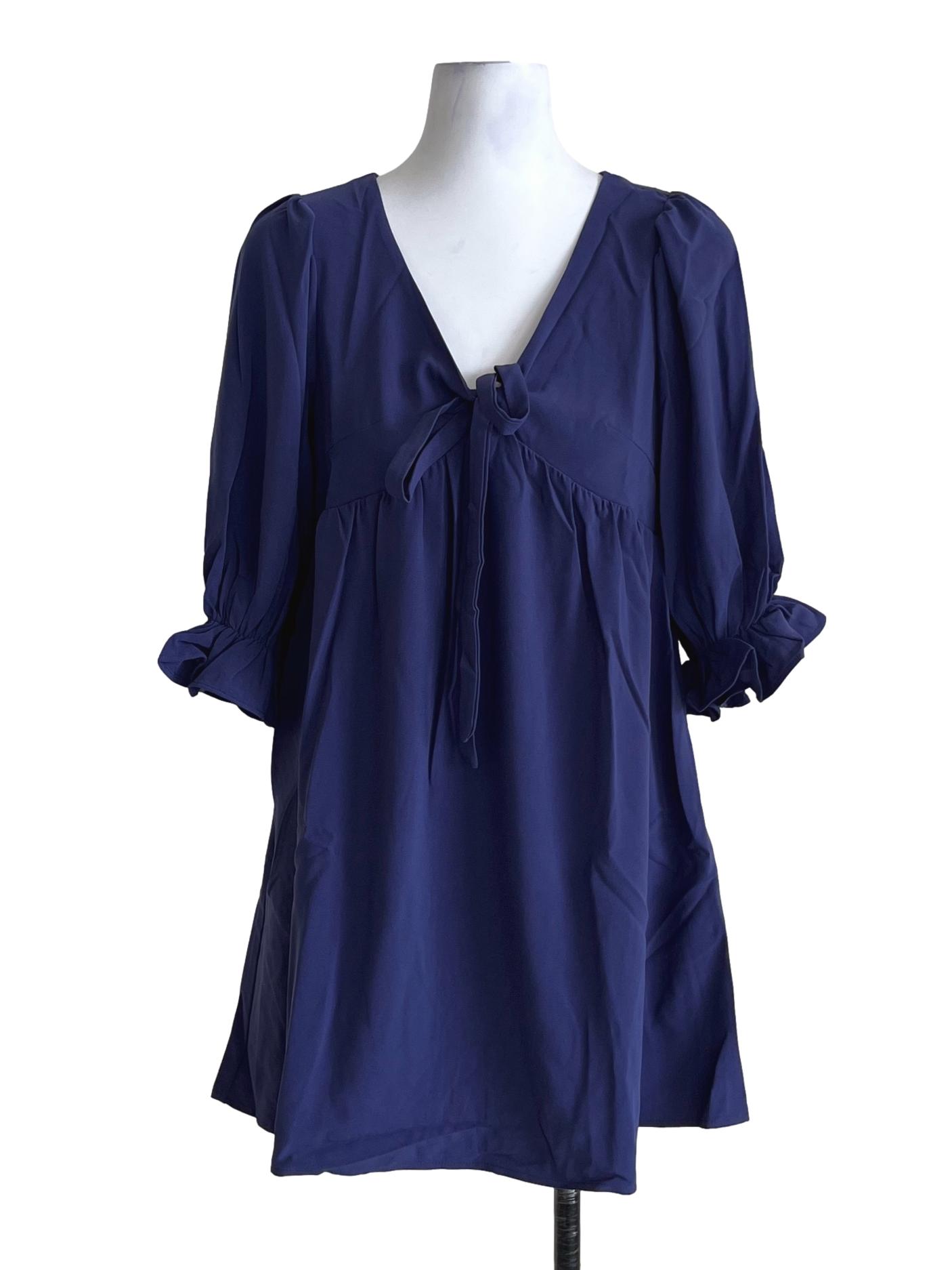 Navy Blue Tia Babydoll Sleeved Dress TTR