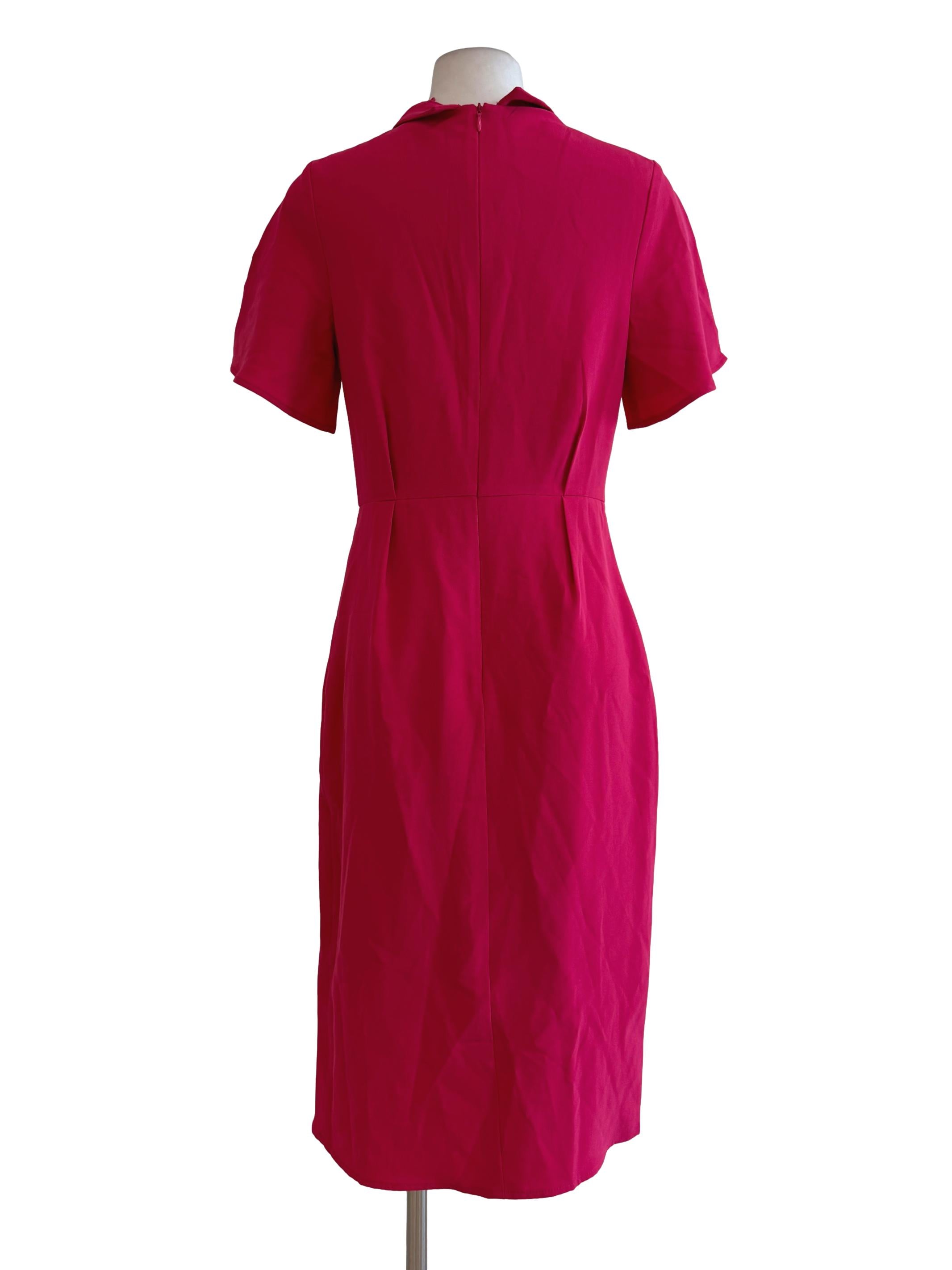 Hot Pink A Line Dress With Detachable Collar