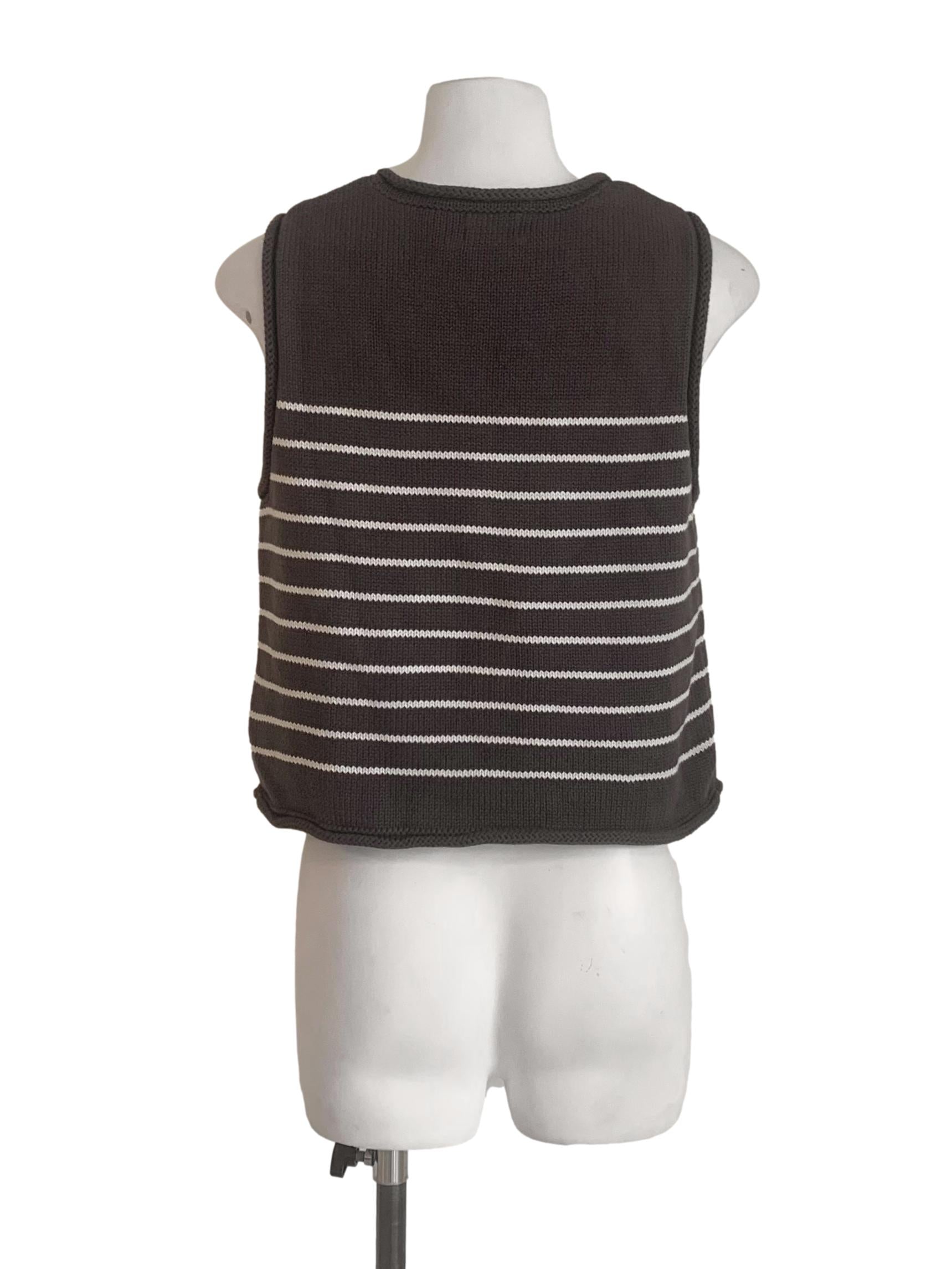 Ash Grey Knitted Stripe Top TCL