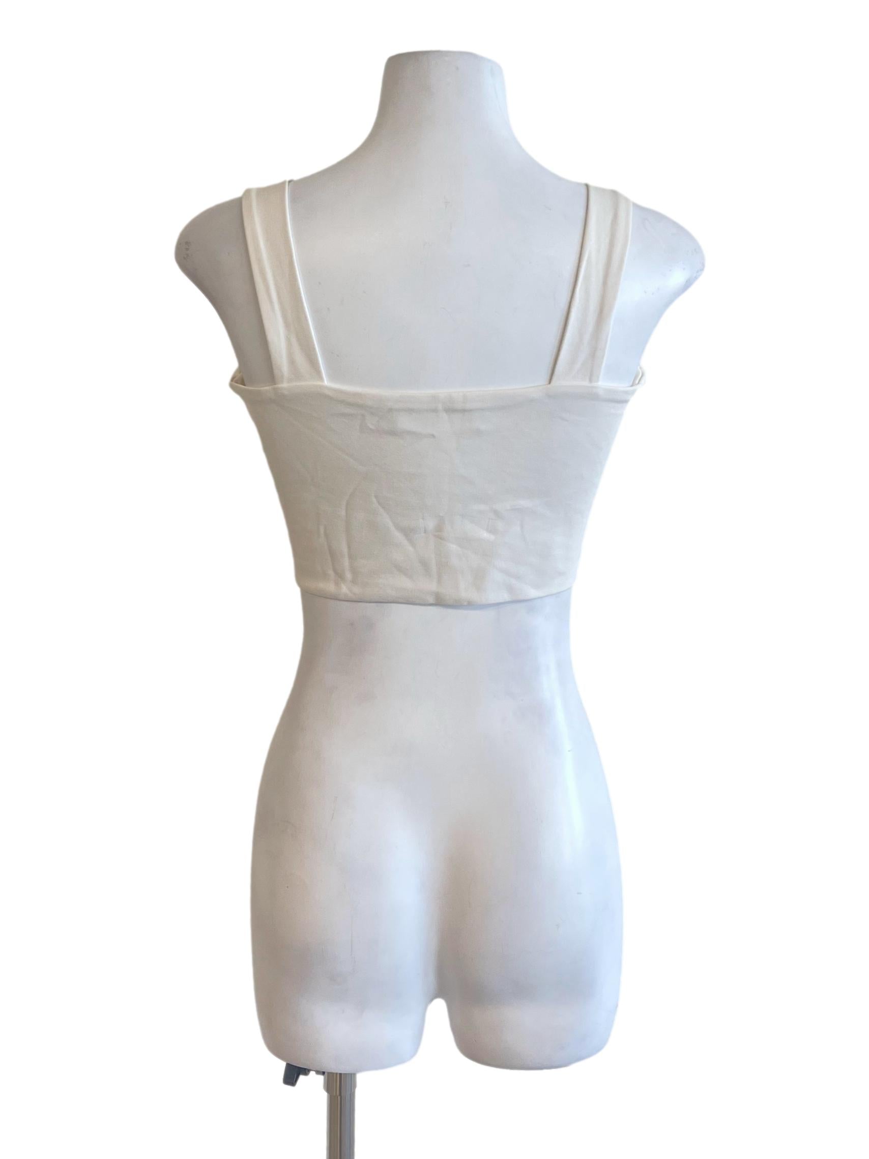 White Square Neck Sleeveless Crop Top