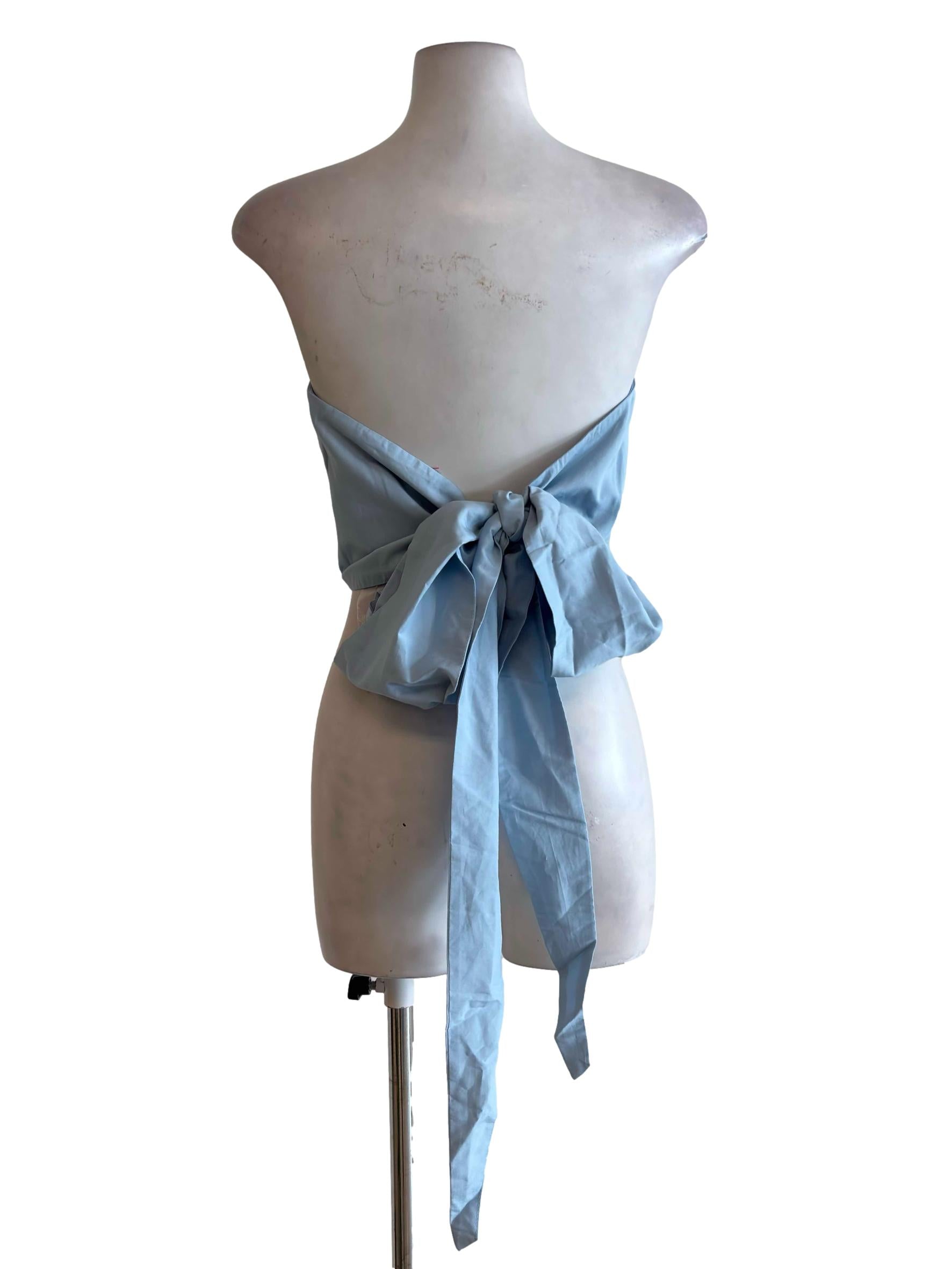 Sky Blue Cotton Silk Twist Top