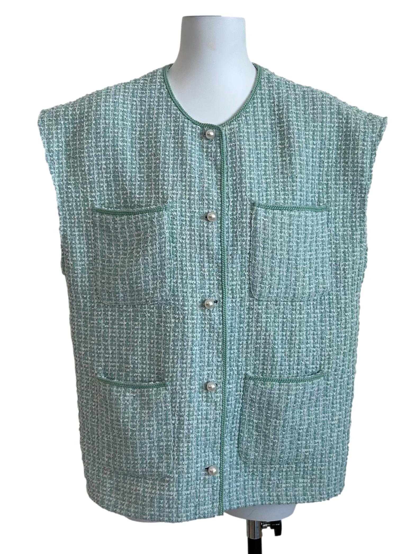 Mint Green Tweed Vest LB