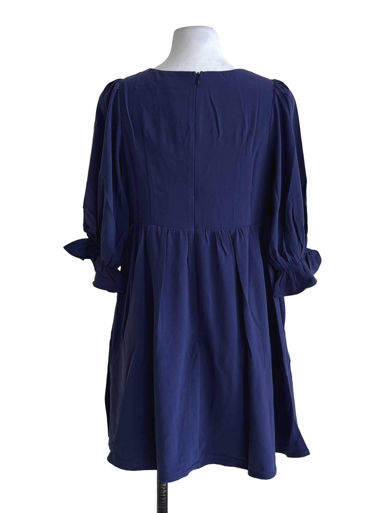 Navy Blue Tia Babydoll Sleeved Dress TTR