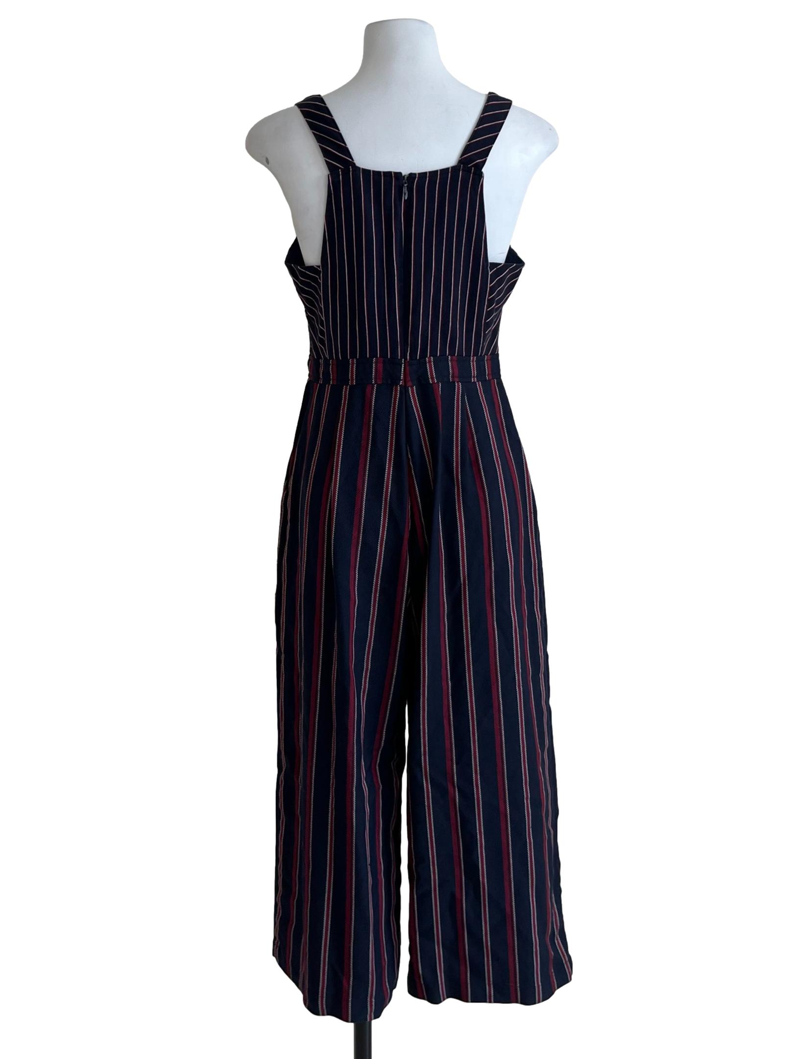 Navy Blue Red Stripe Jumpsuit