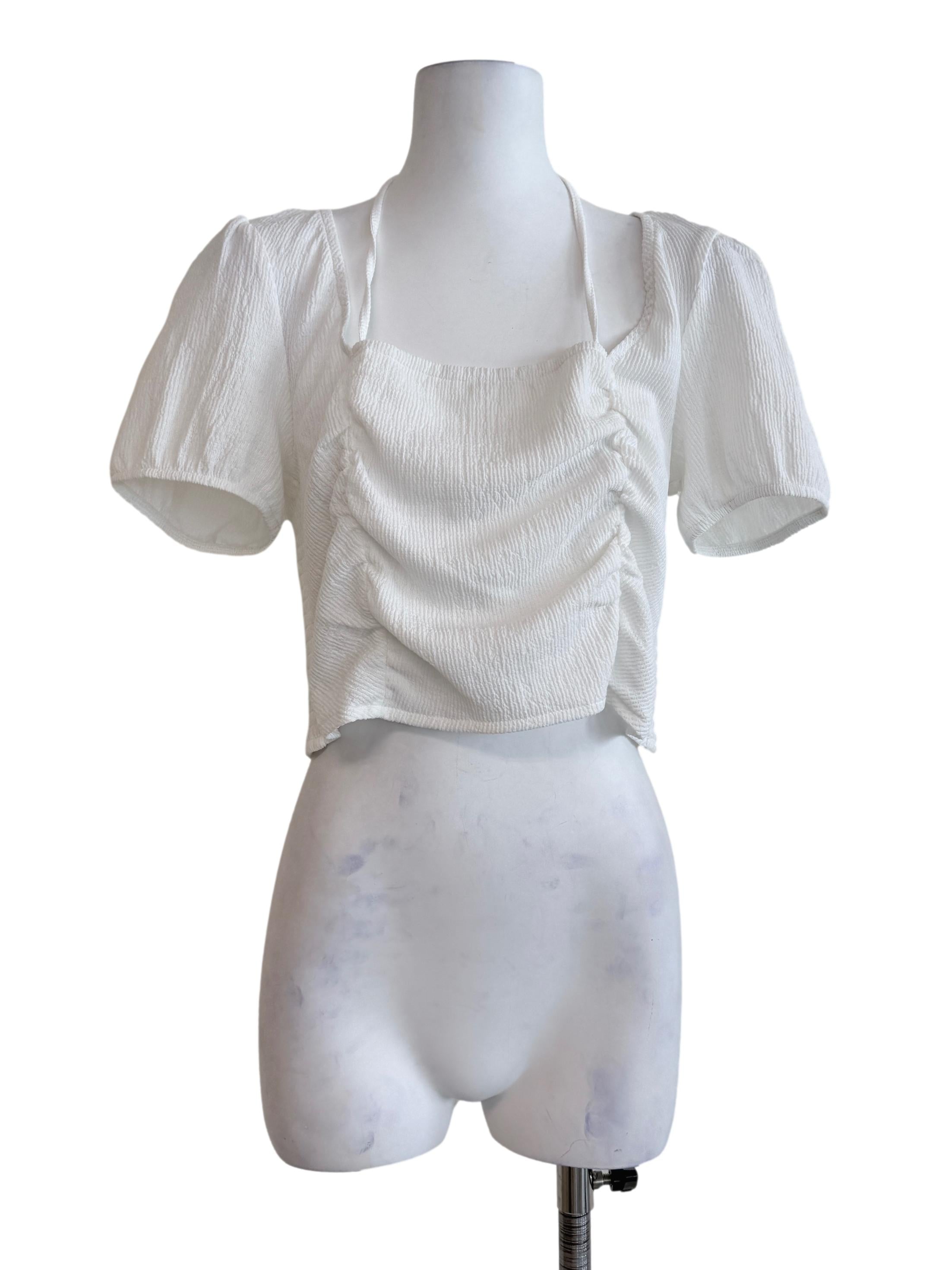 Daisy White Square Neck Top