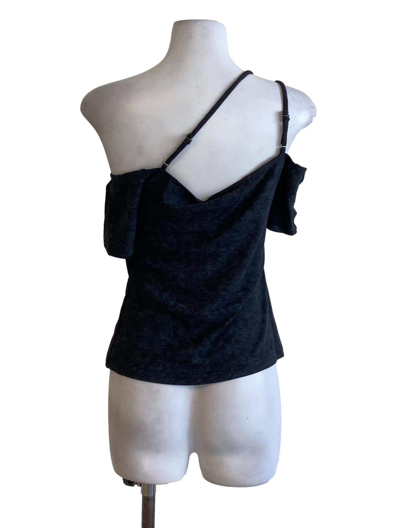 Charcoal Grey One Shoulder Fit Shirt