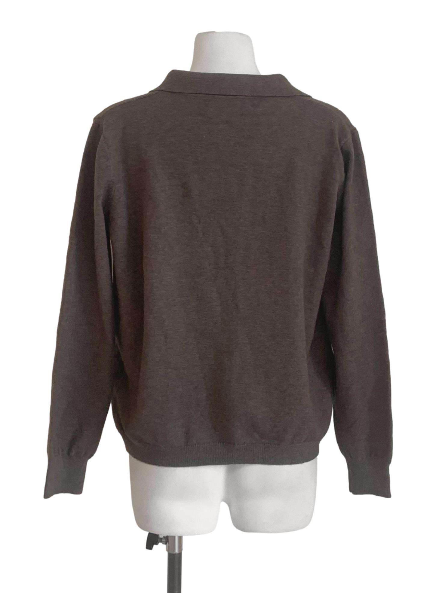 Ash Grey Collared Bishop Sleeves Top