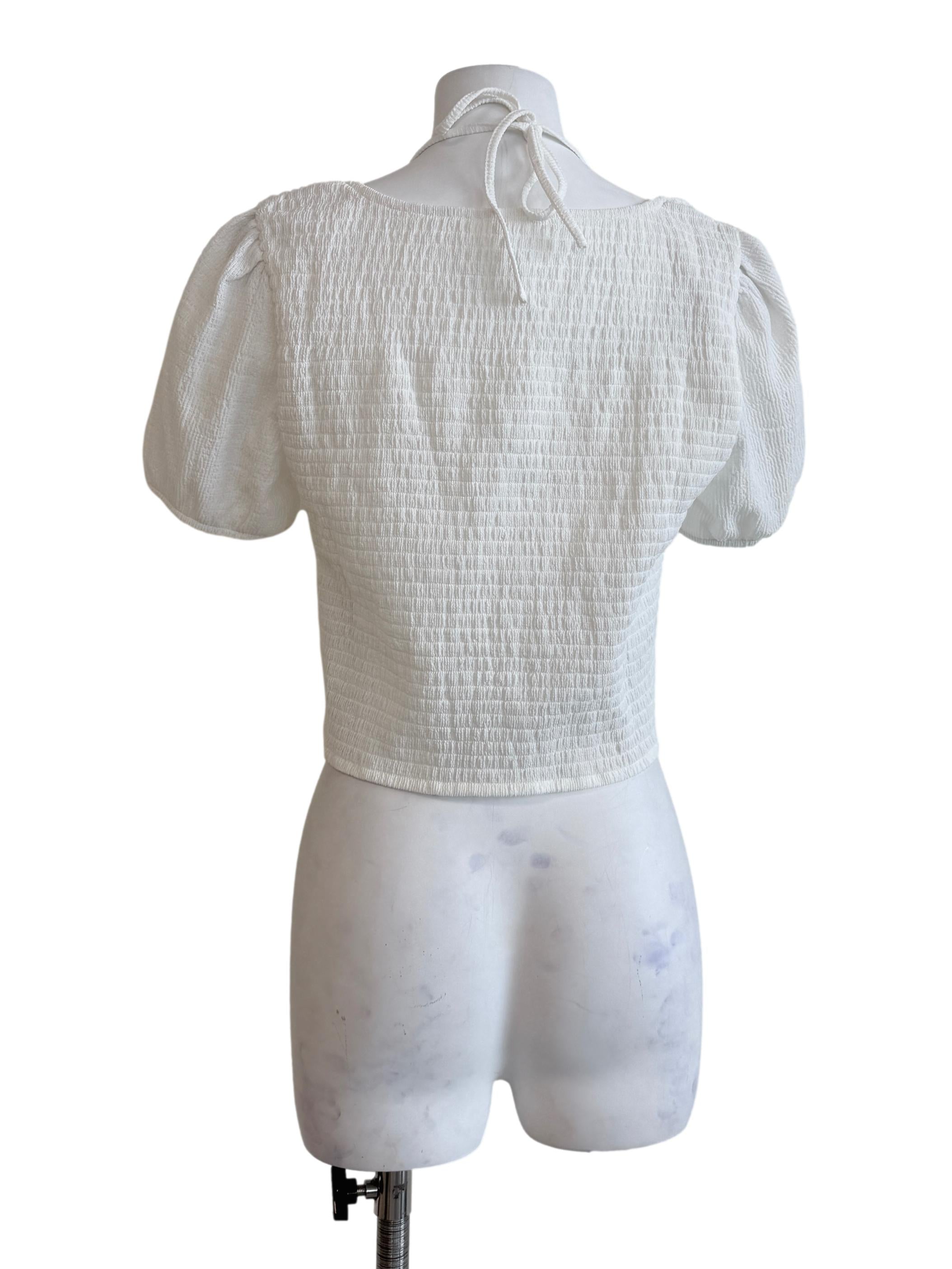 Daisy White Square Neck Top