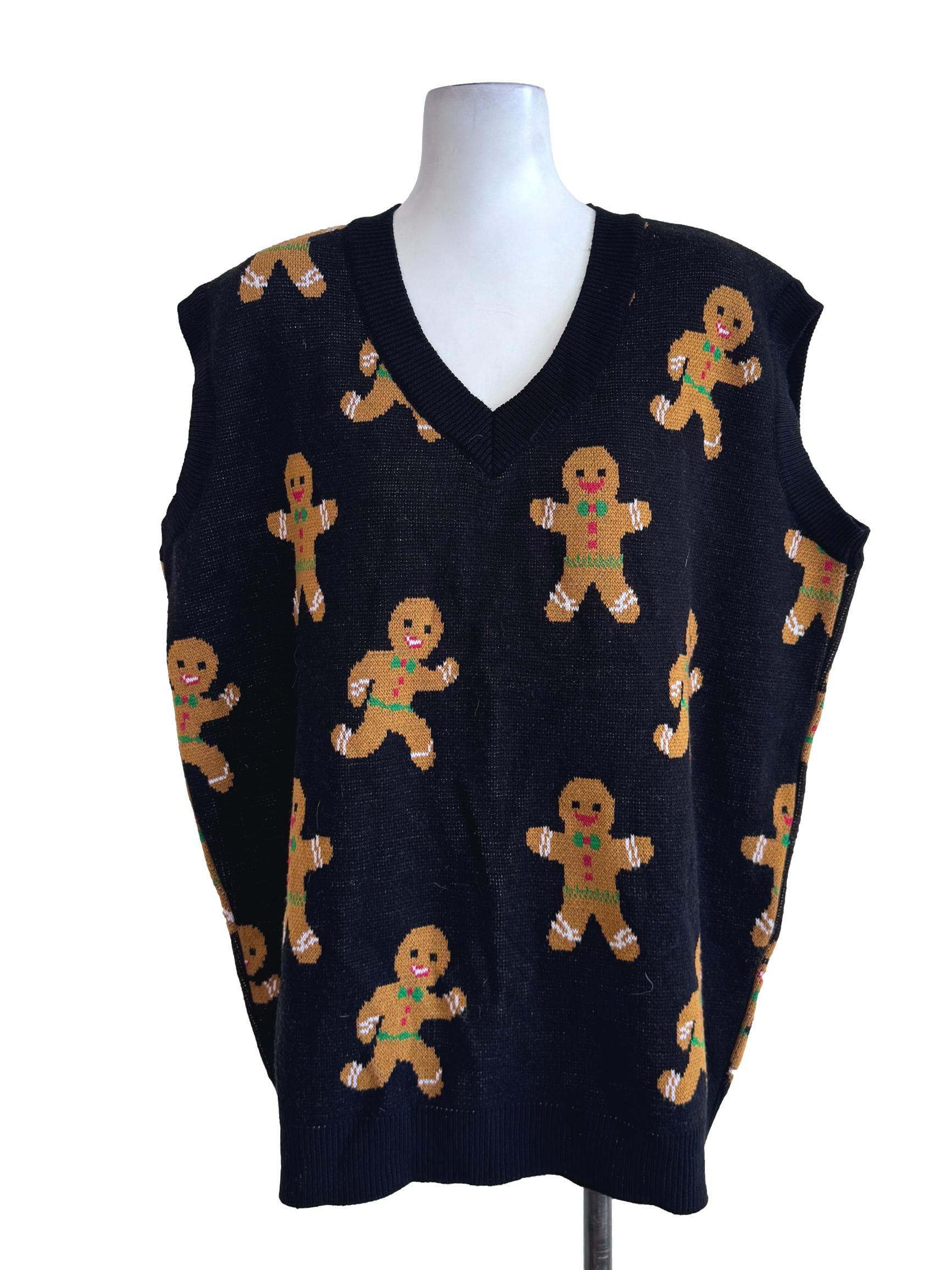 Black Gingerbread Knitted Vest