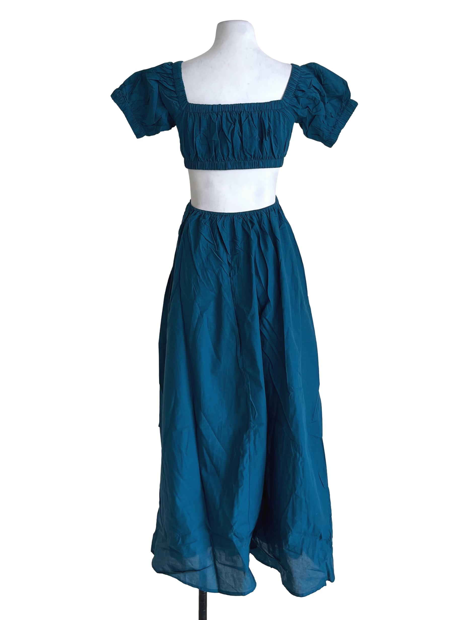 Teal Blue Adriel Cut Out Padded Midi Dress TTR
