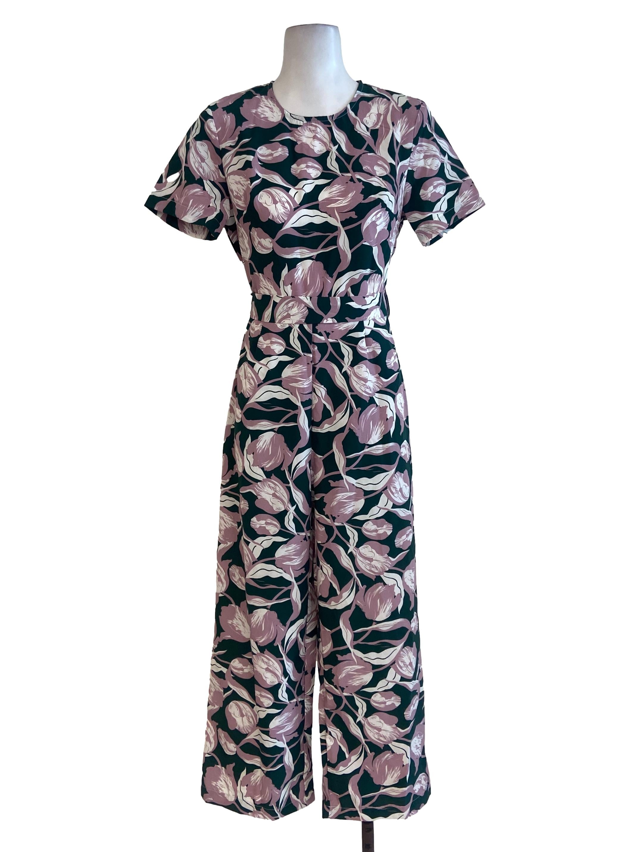Pine Green & Pink Floral Jumpsuits