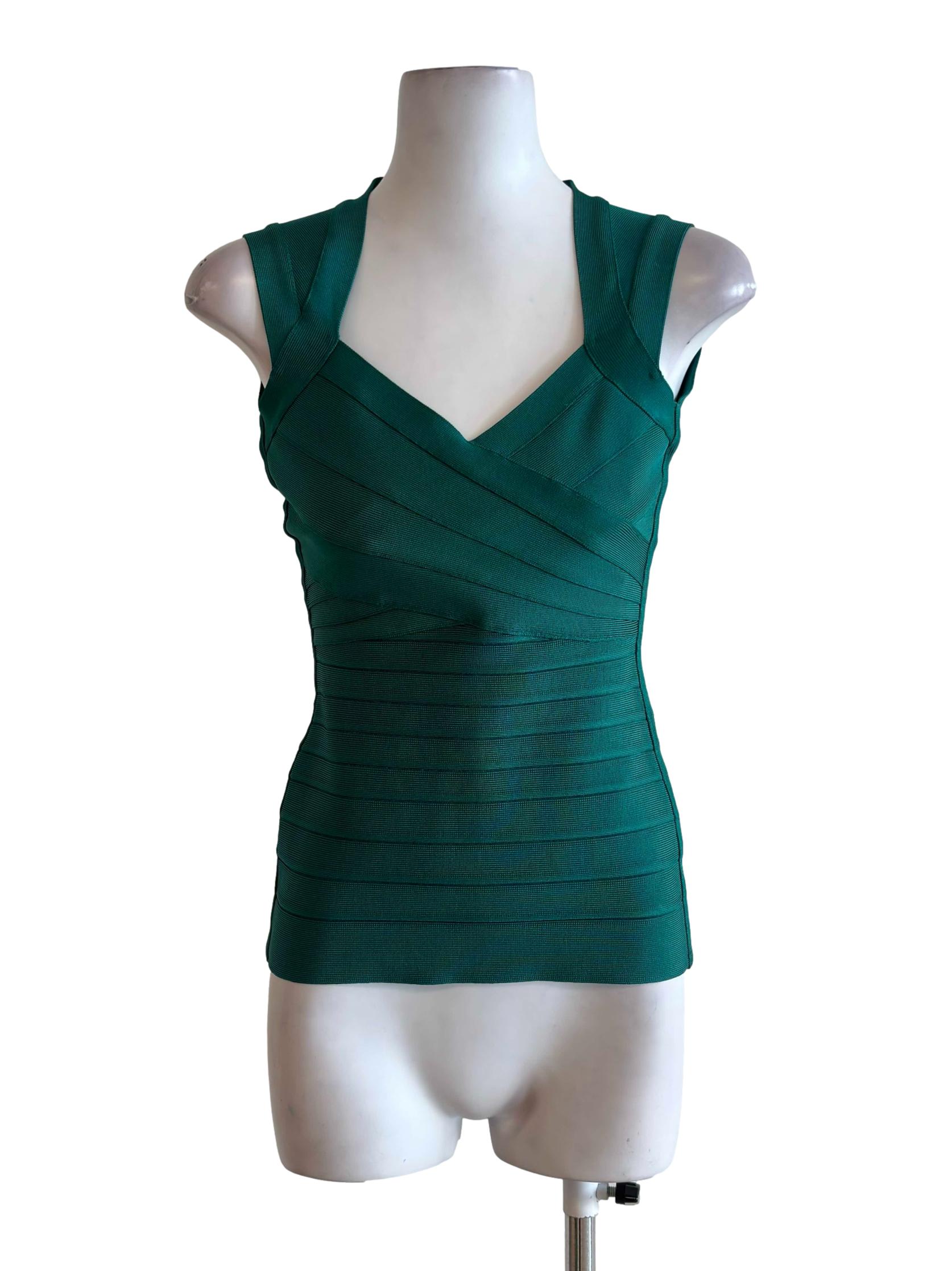 Emerald Green Queen Anne Bandage Top