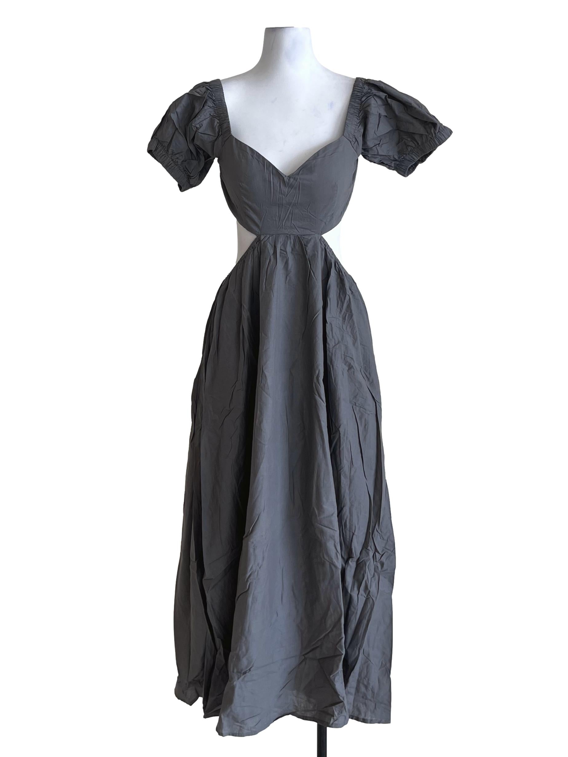 Grey Adriel Cut Out Padded Midi Dress TTR