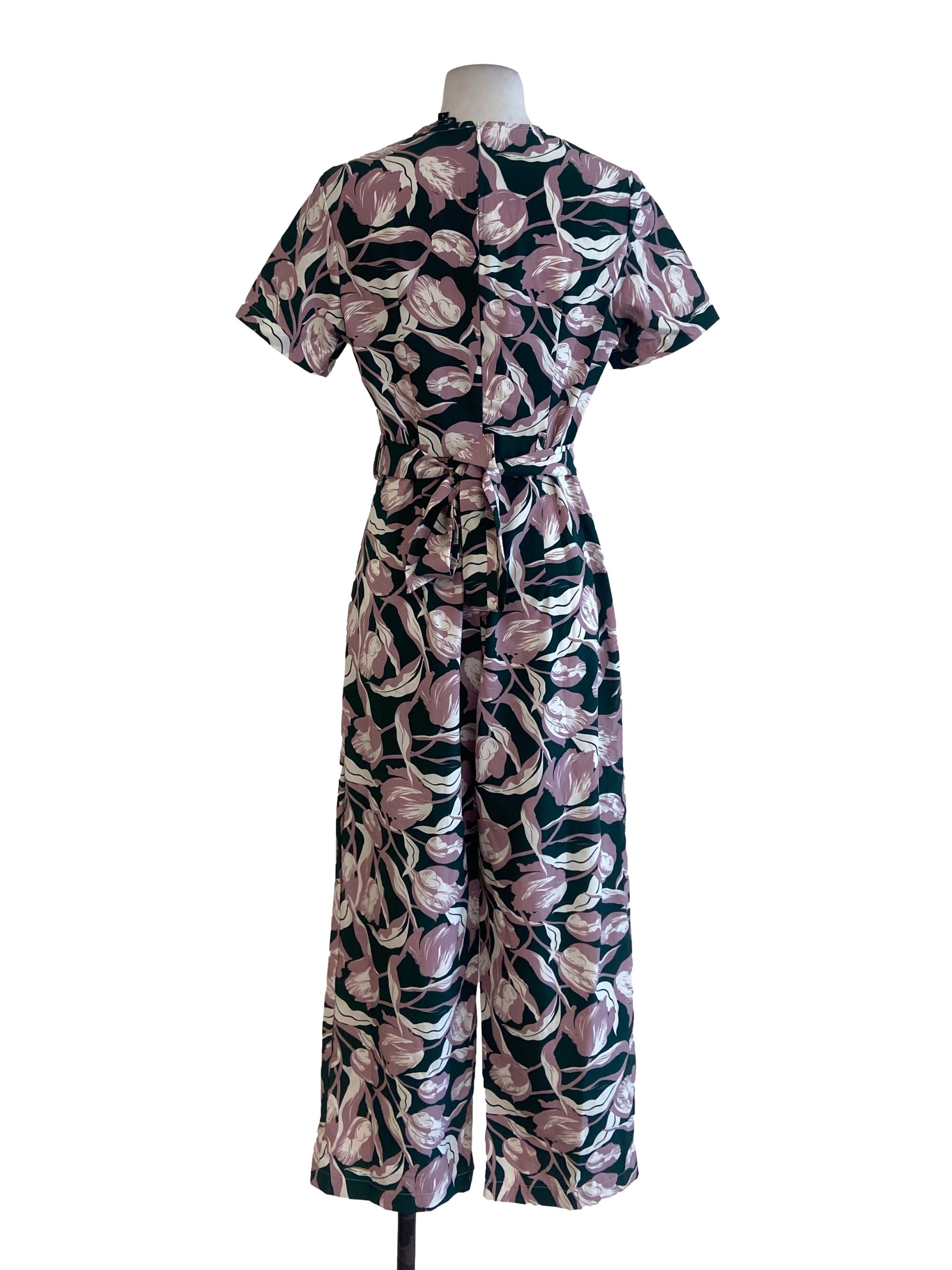 Pine Green & Pink Floral Jumpsuits