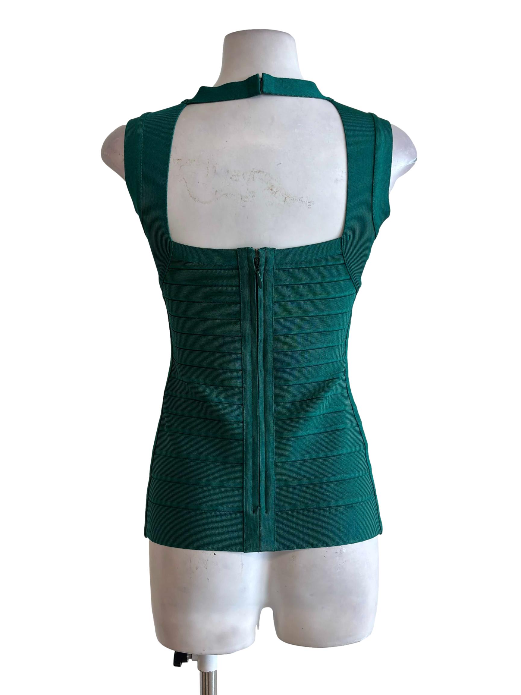 Emerald Green Queen Anne Bandage Top