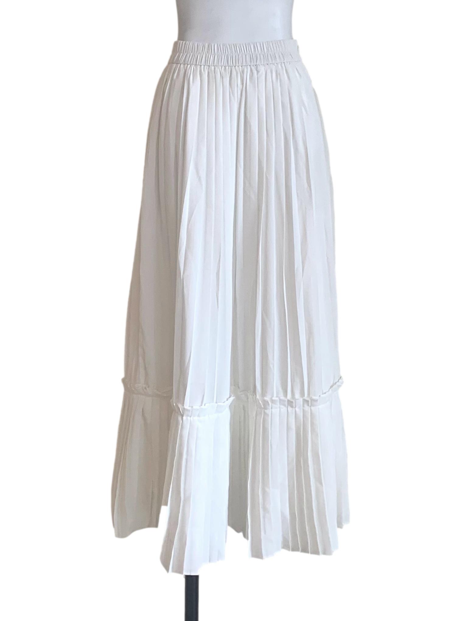 Chiffon White Pleated Skirt