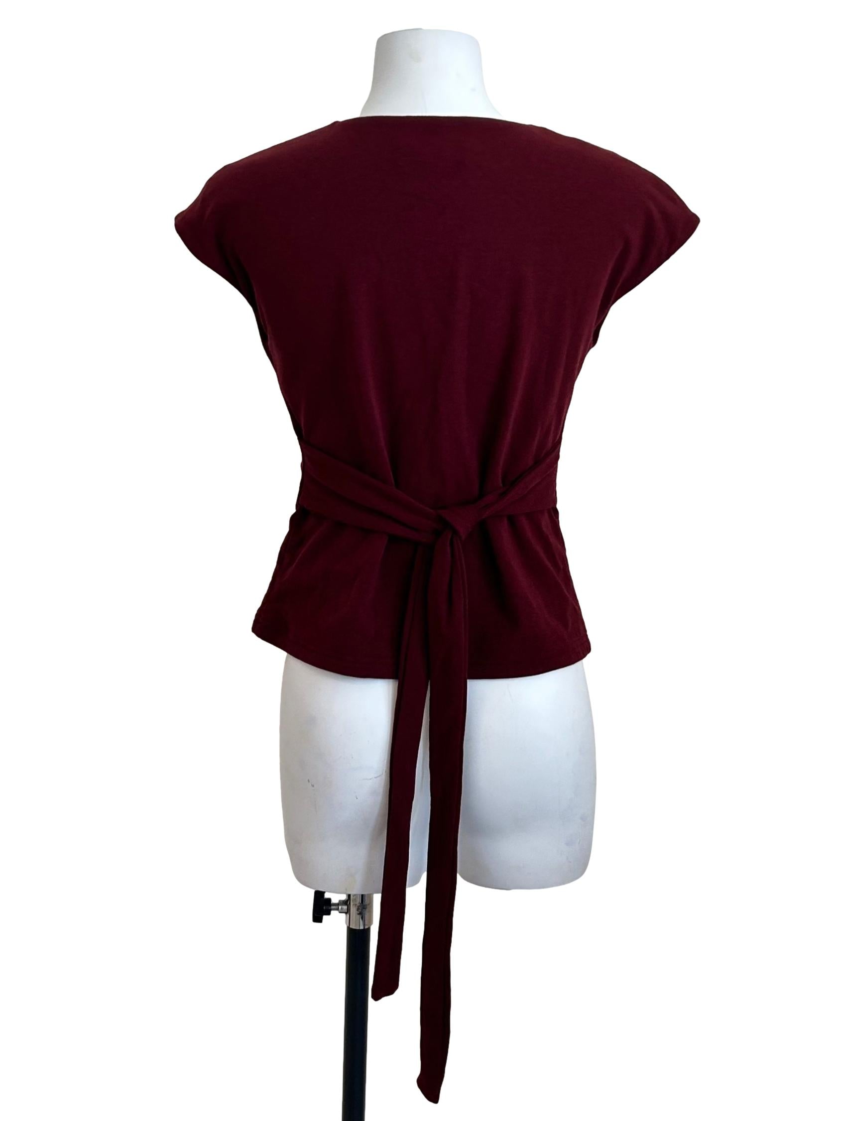 Burgundy Cap Sleeve Back Tie Top
