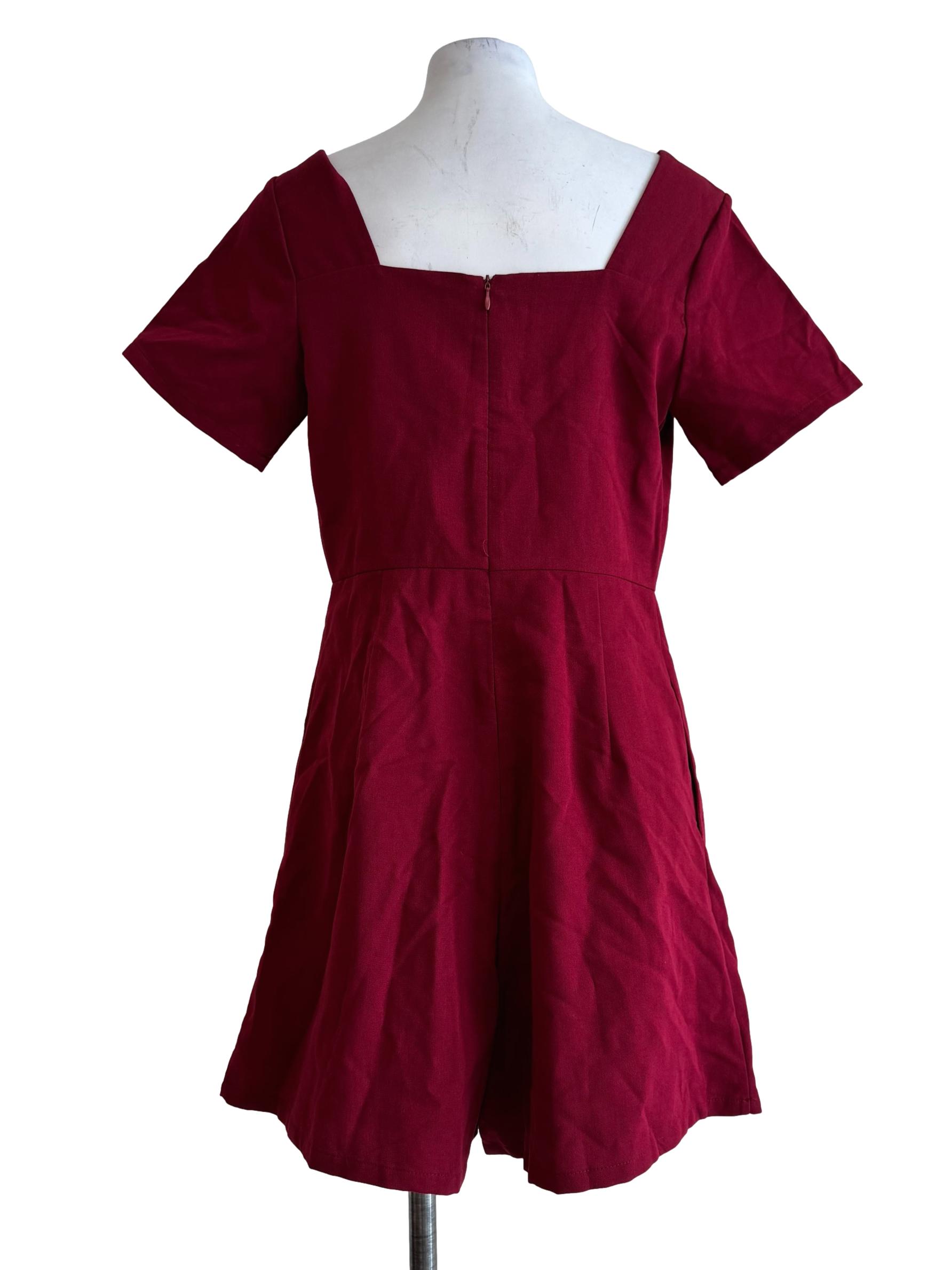 Maroon Sweetheart Neck Romper