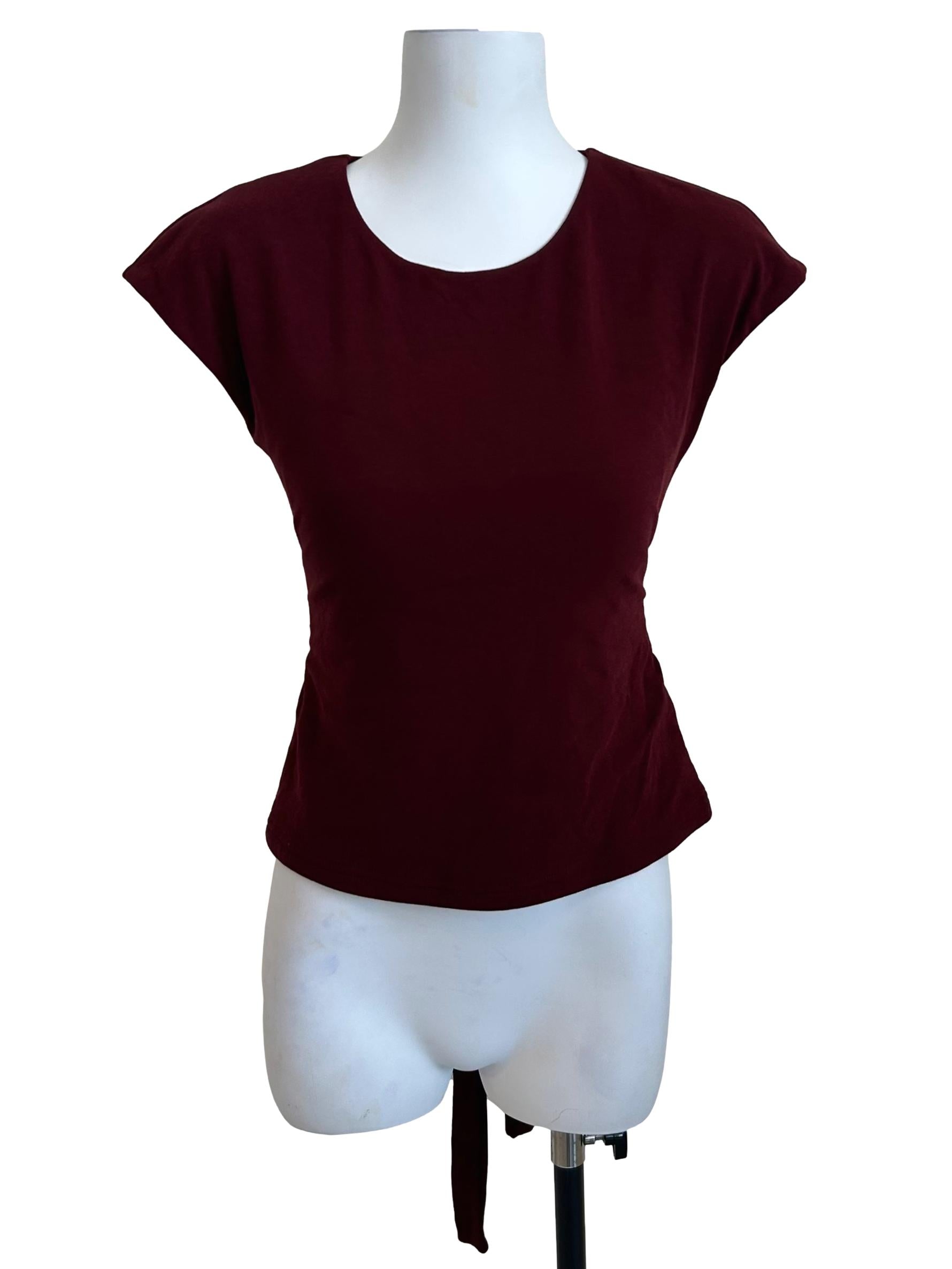 Burgundy Cap Sleeve Back Tie Top