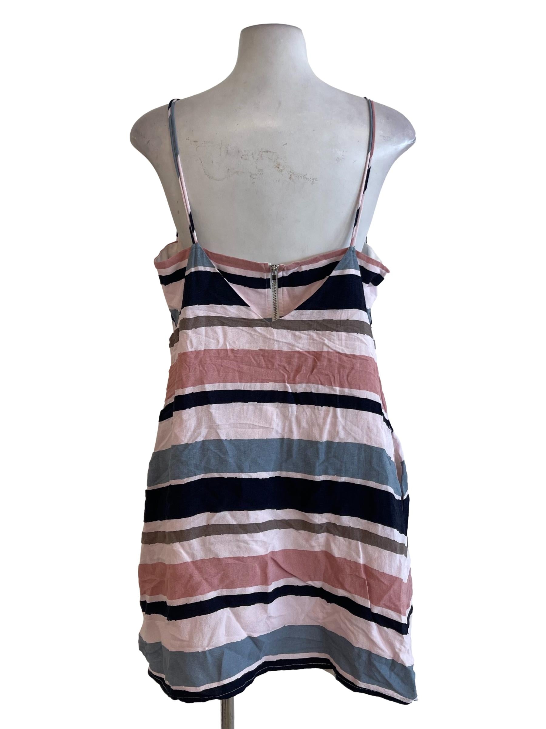 Pink Blue Stripes Spaghetti Strap Shift Dress