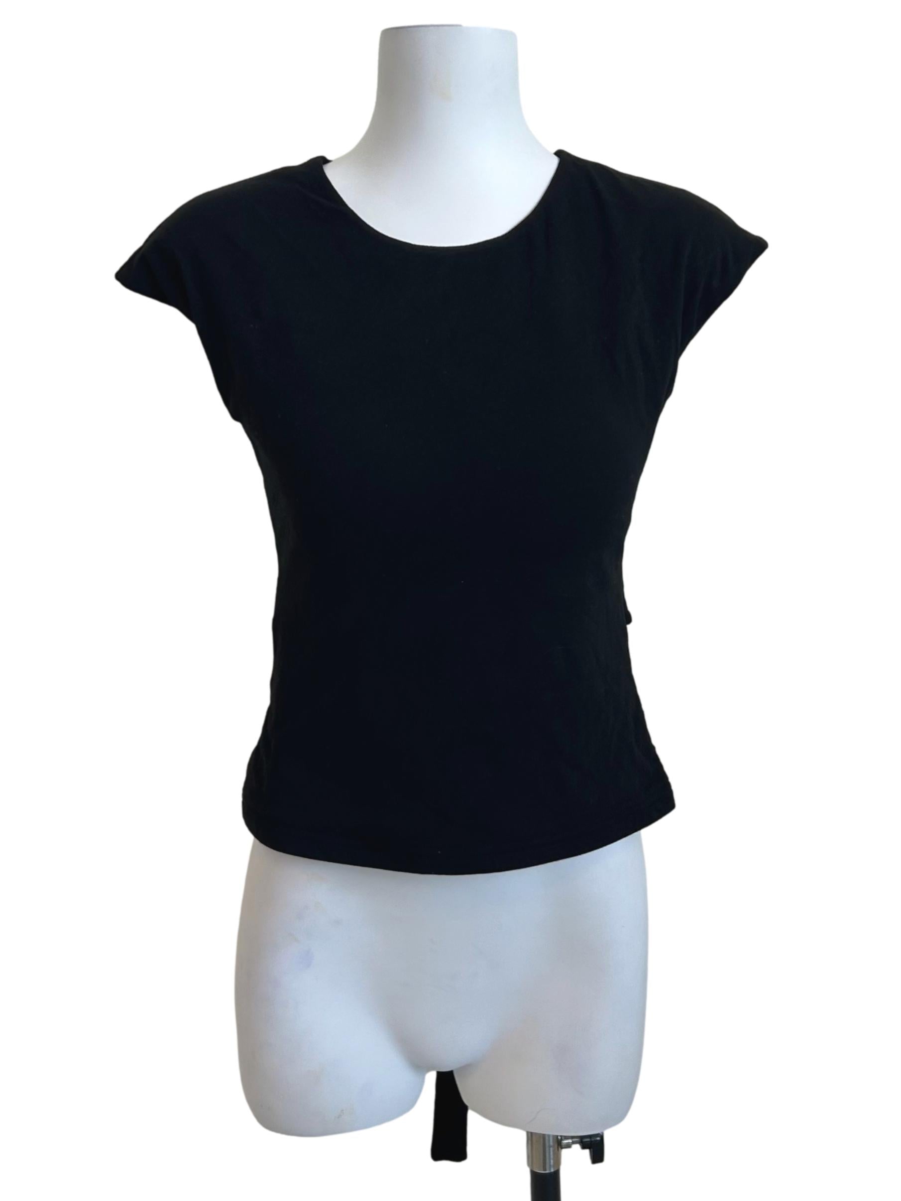 Black Cap Sleeve Back Tie Top