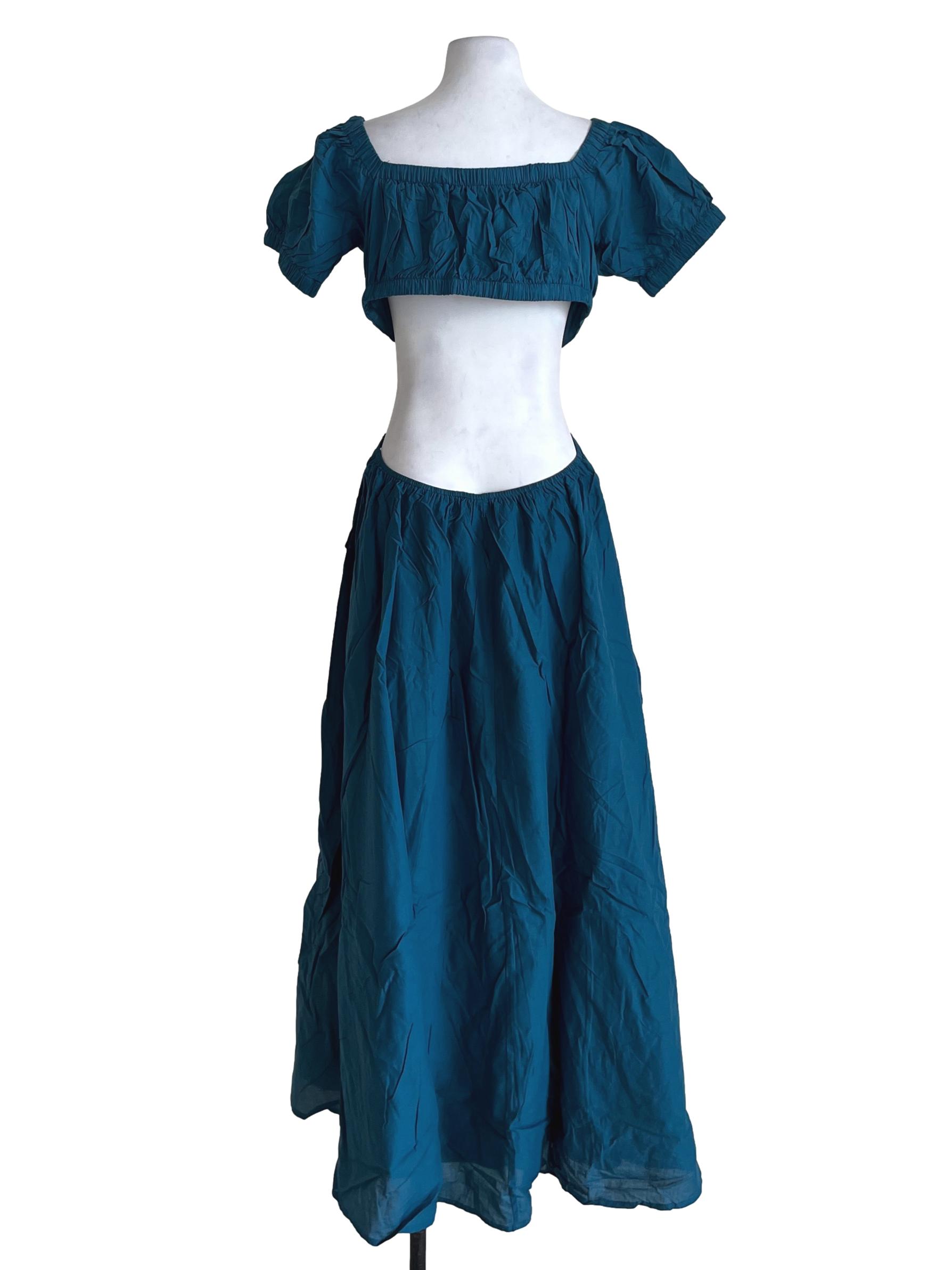 Teal Blue Adriel Cut Out Padded Midi Dress TTR