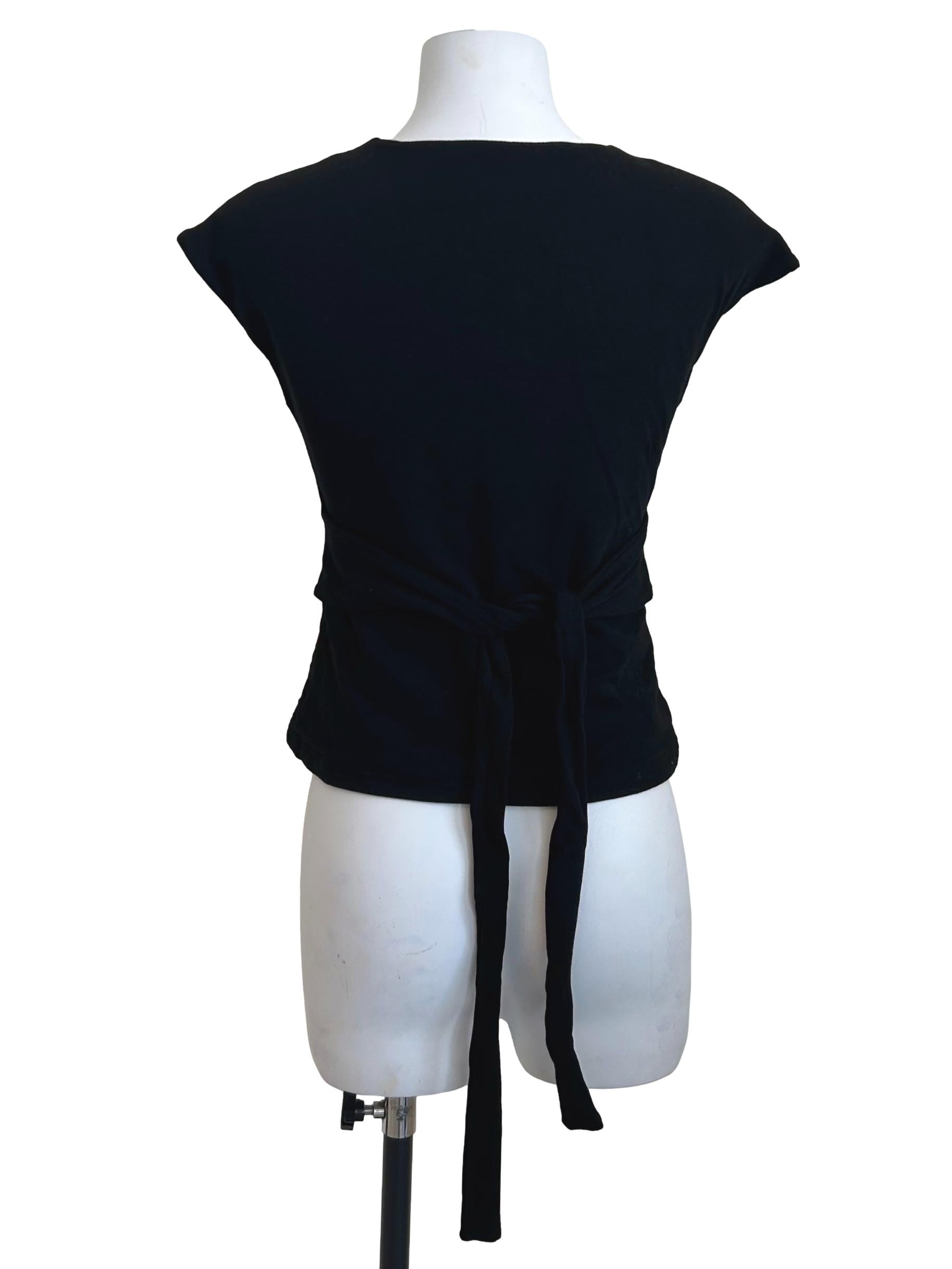 Black Cap Sleeve Back Tie Top