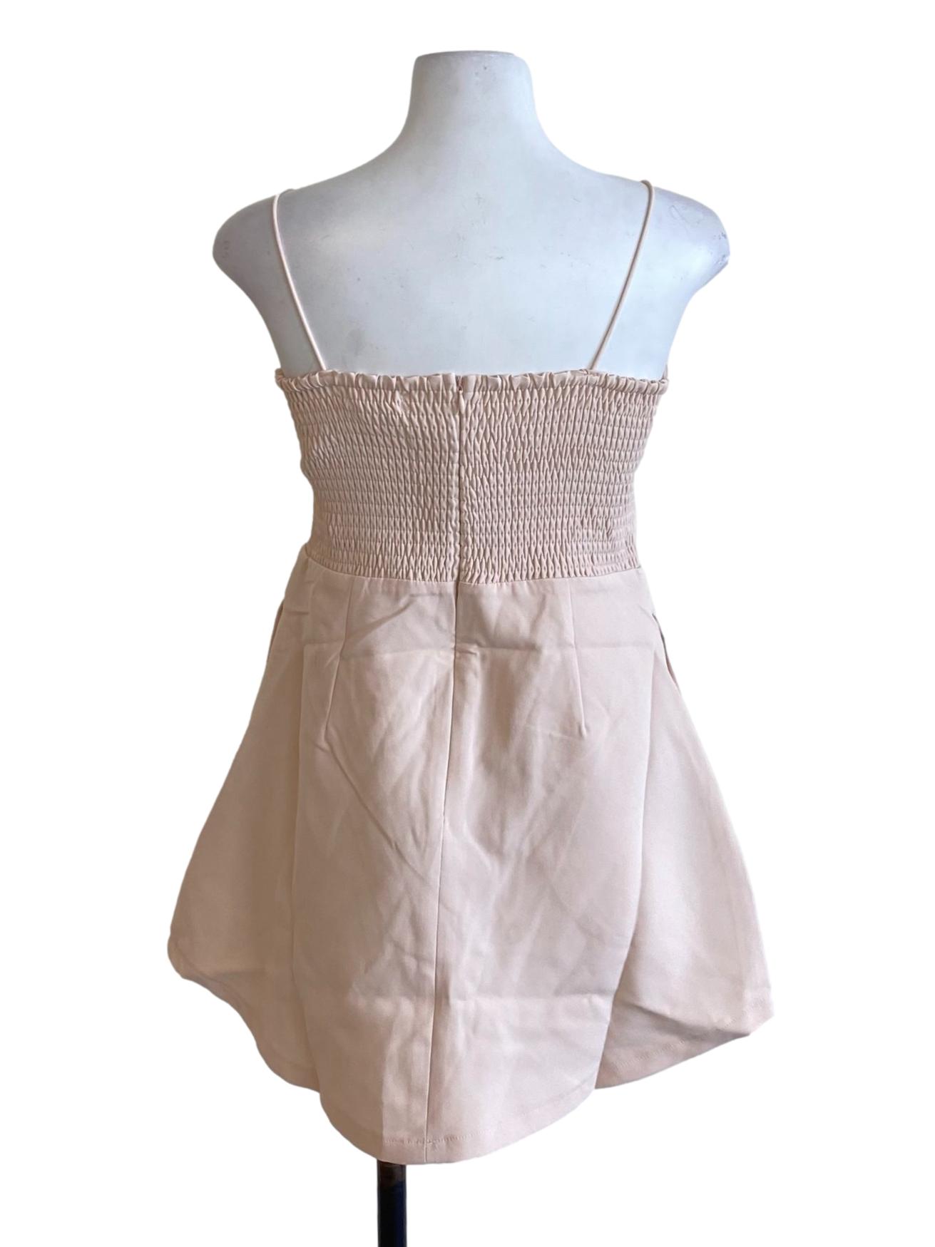 Light Lemonade Pink Pleated Spaghetti Strap A-Line Dress