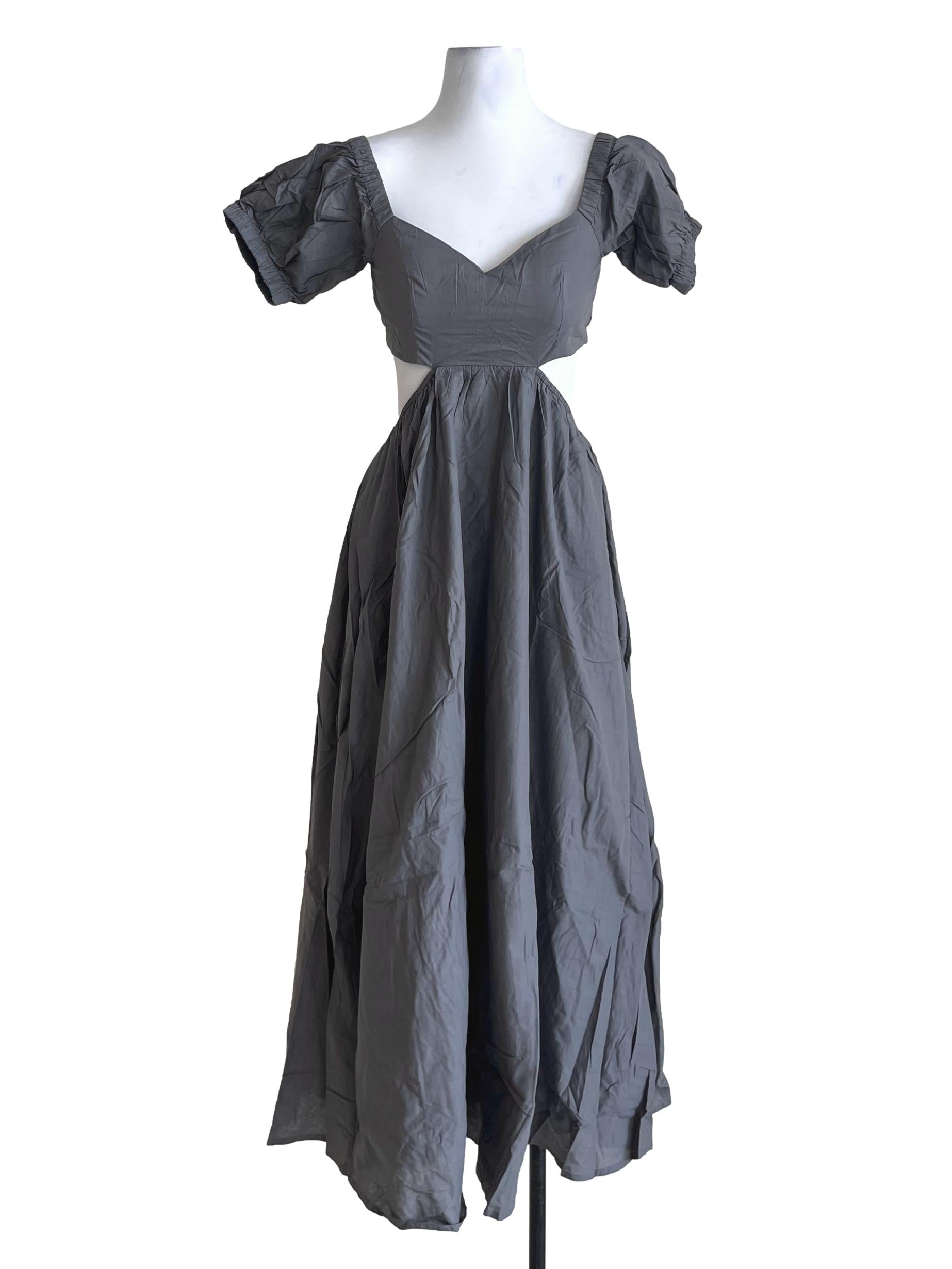 Grey Adriel Cut Out Padded Midi Dress TTR