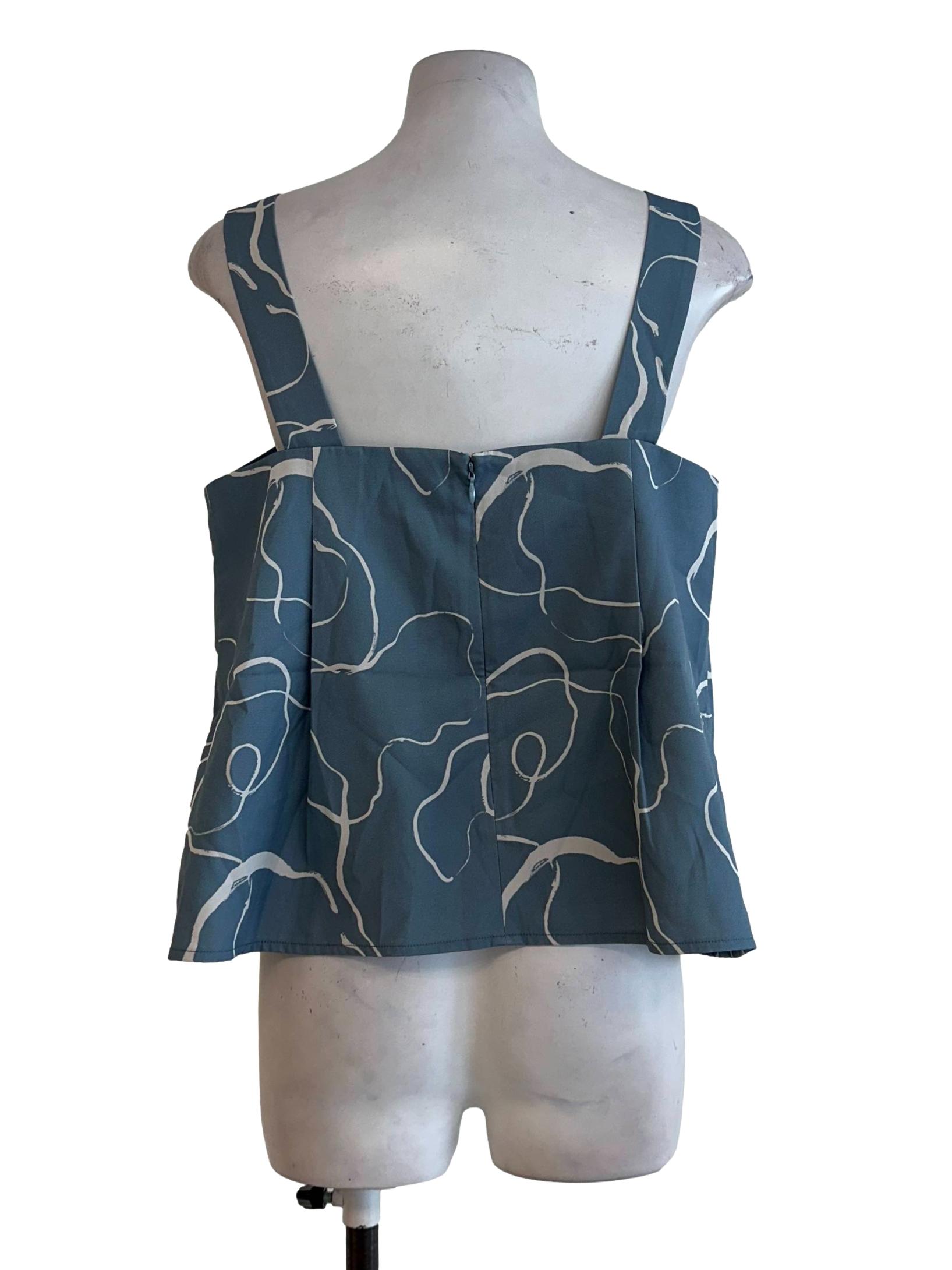 Slate Blue Printed Sleeveless Top