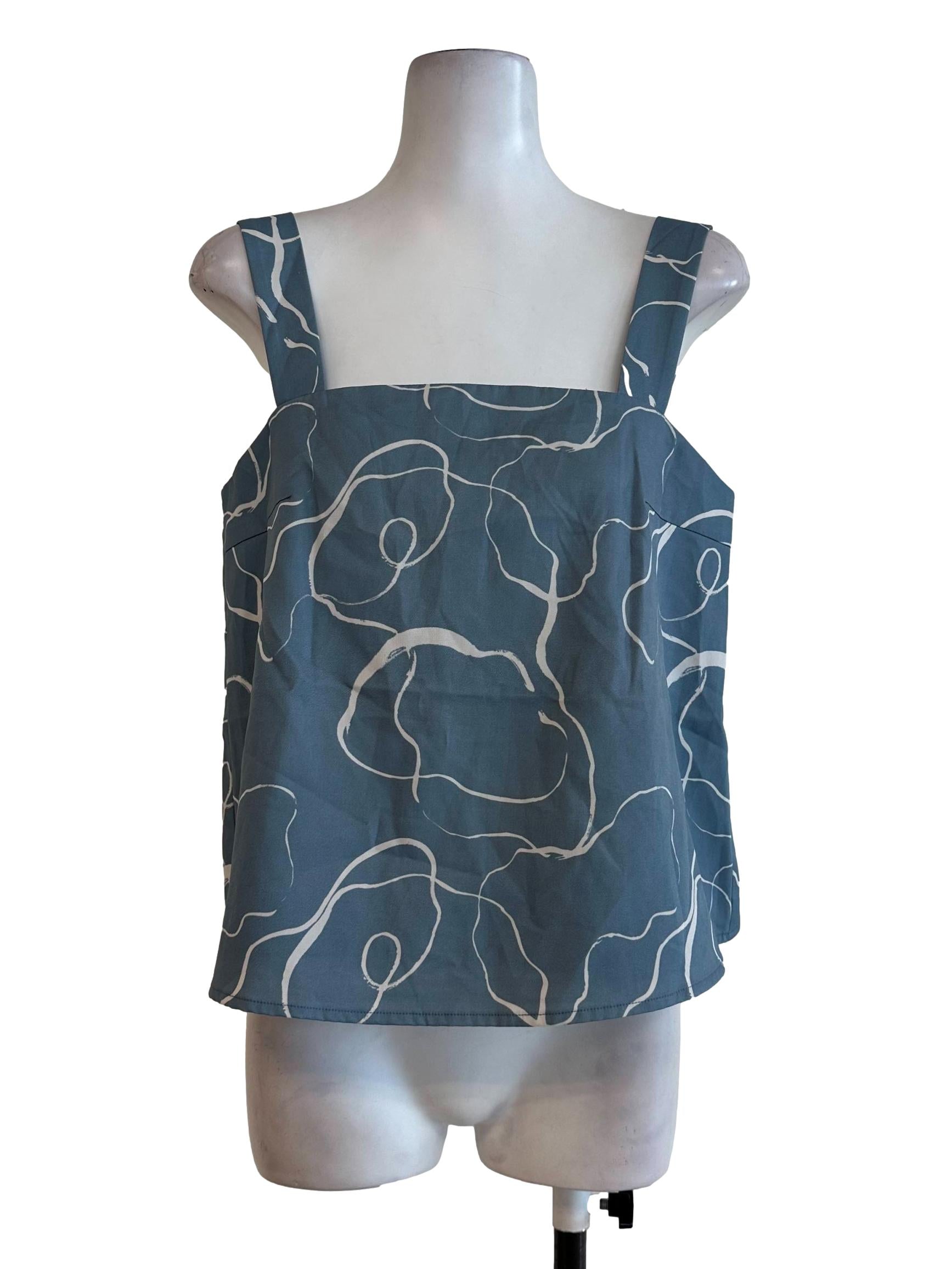 Slate Blue Printed Sleeveless Top