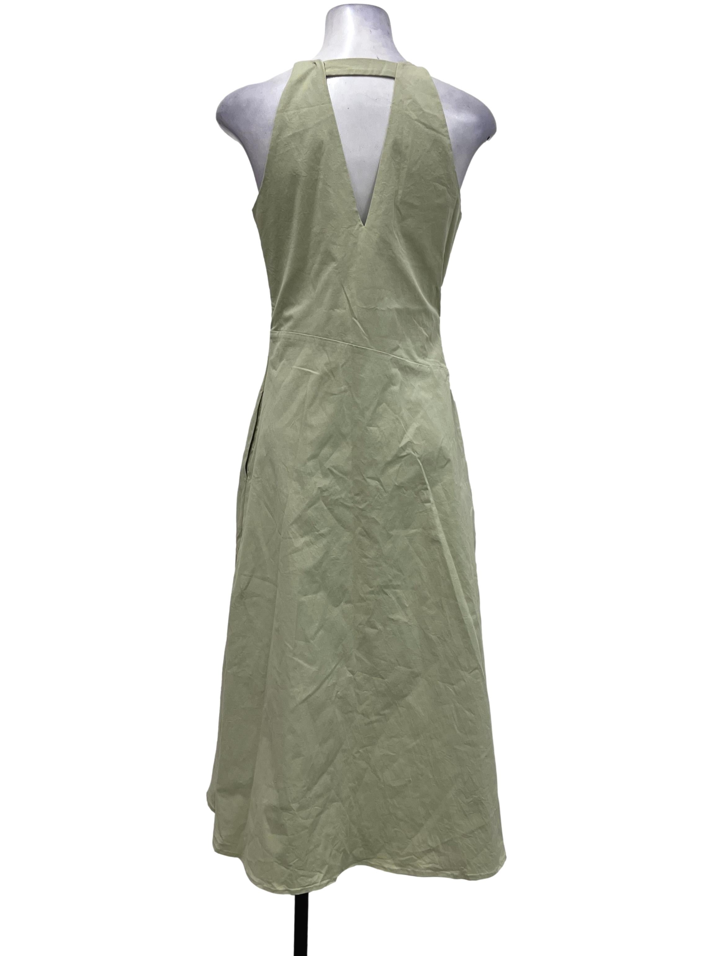 Mint Green High Neckline Sleeveless Dress OSN