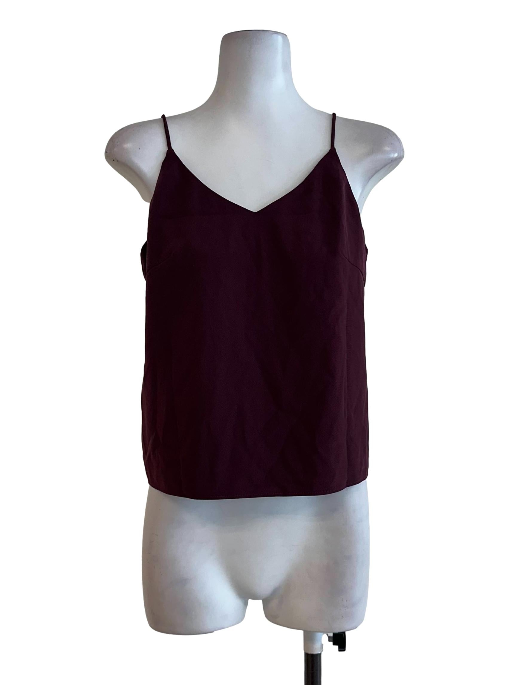 Wine Red Plain Sleeveless Top