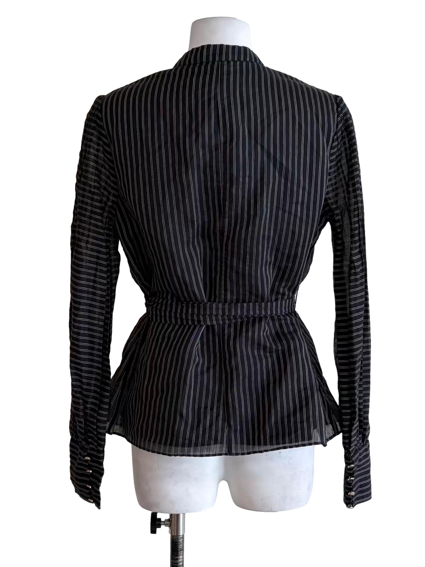 Ink Black White Stripes Button Down Top