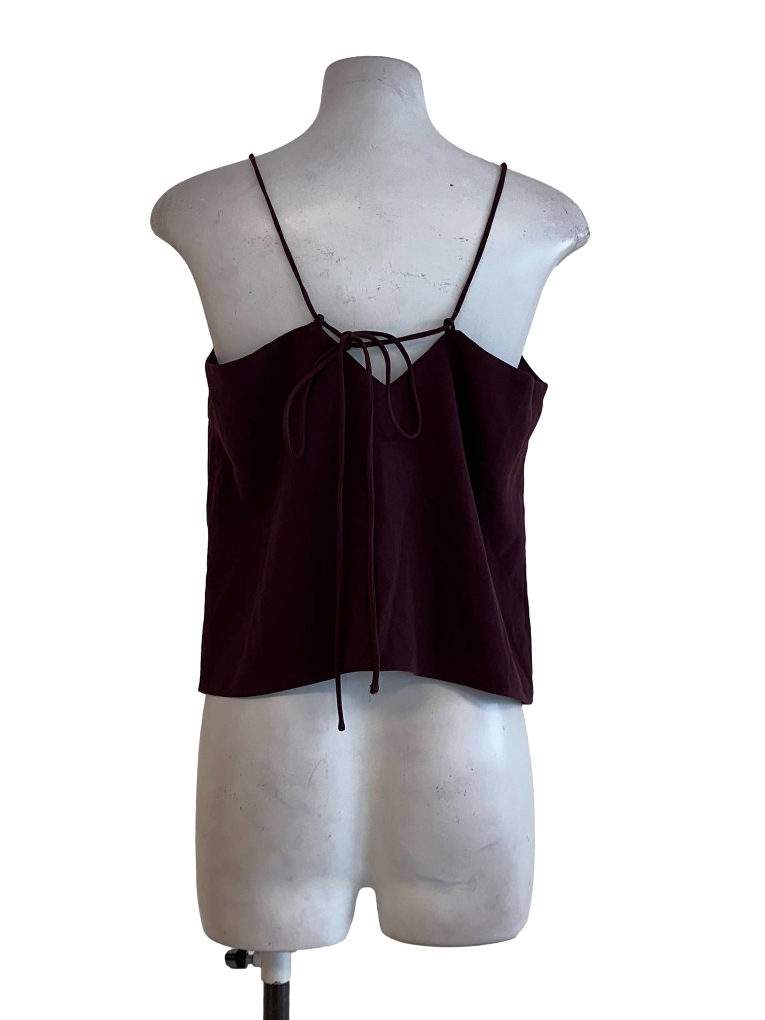 Wine Red Plain Sleeveless Top