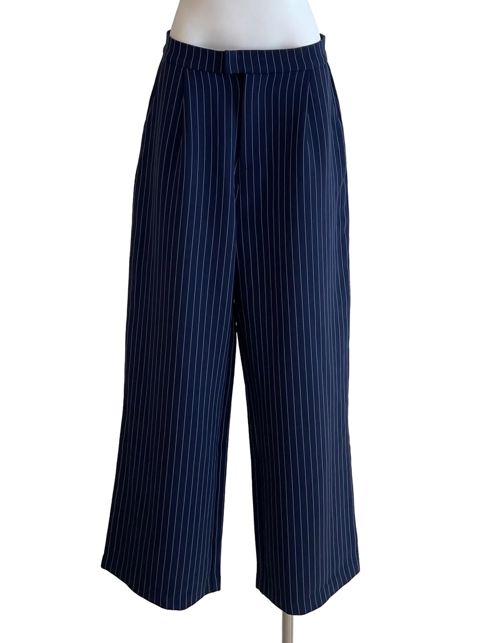Navy Pinstripe Formal Pants